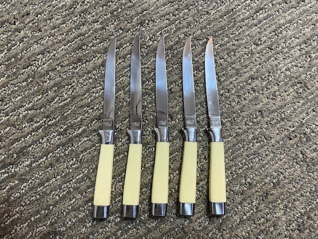Lot of 5 Vintrage Solingen Germany Steak Knives W. Hembeck Sohne Stainless 8-1/4