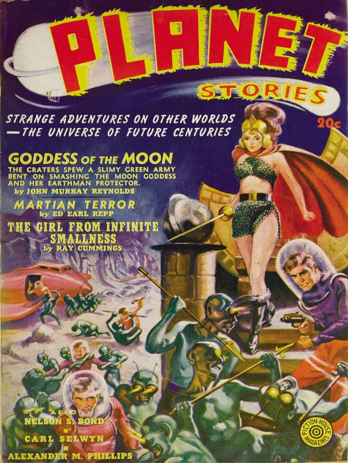 Planet Stories New Metal Sign: Goddess of the Moon - Science Fiction Artwork
