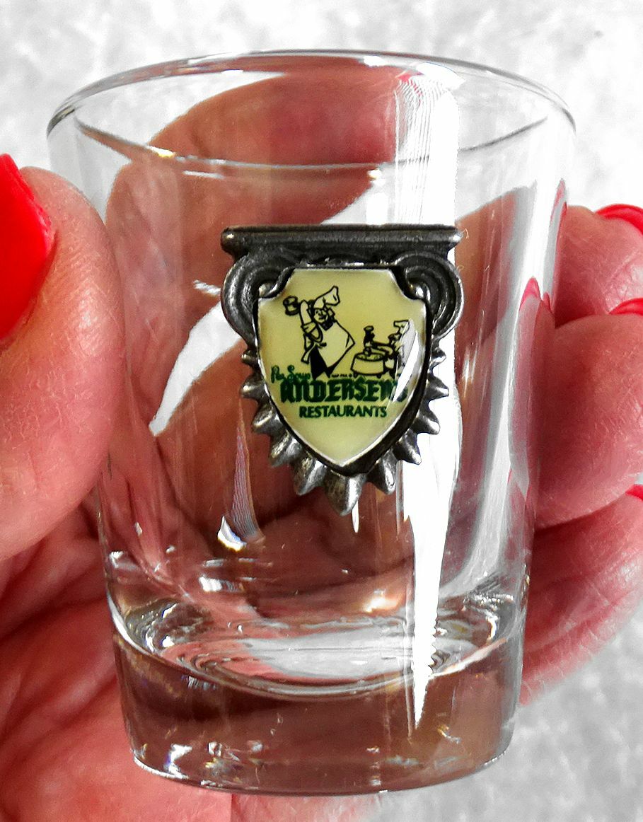 Andersen's Restaurants Shot Glass Sculpted Medallion Shooter 2-3/8" Jigger