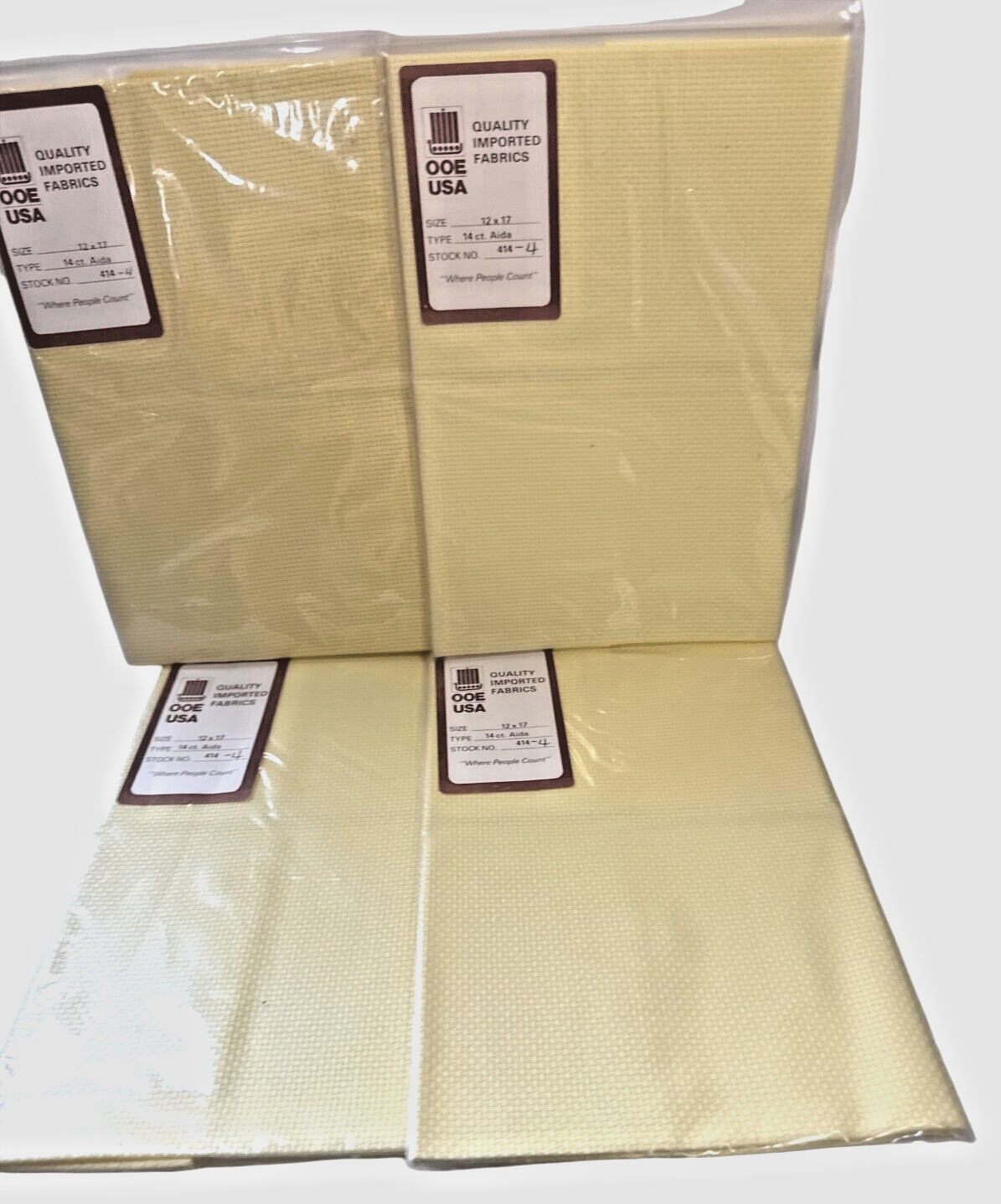 4 NEW  OOE Quality Imported Fabrics Butter Yellow 12" x 17" 14ct Aida 414-4
