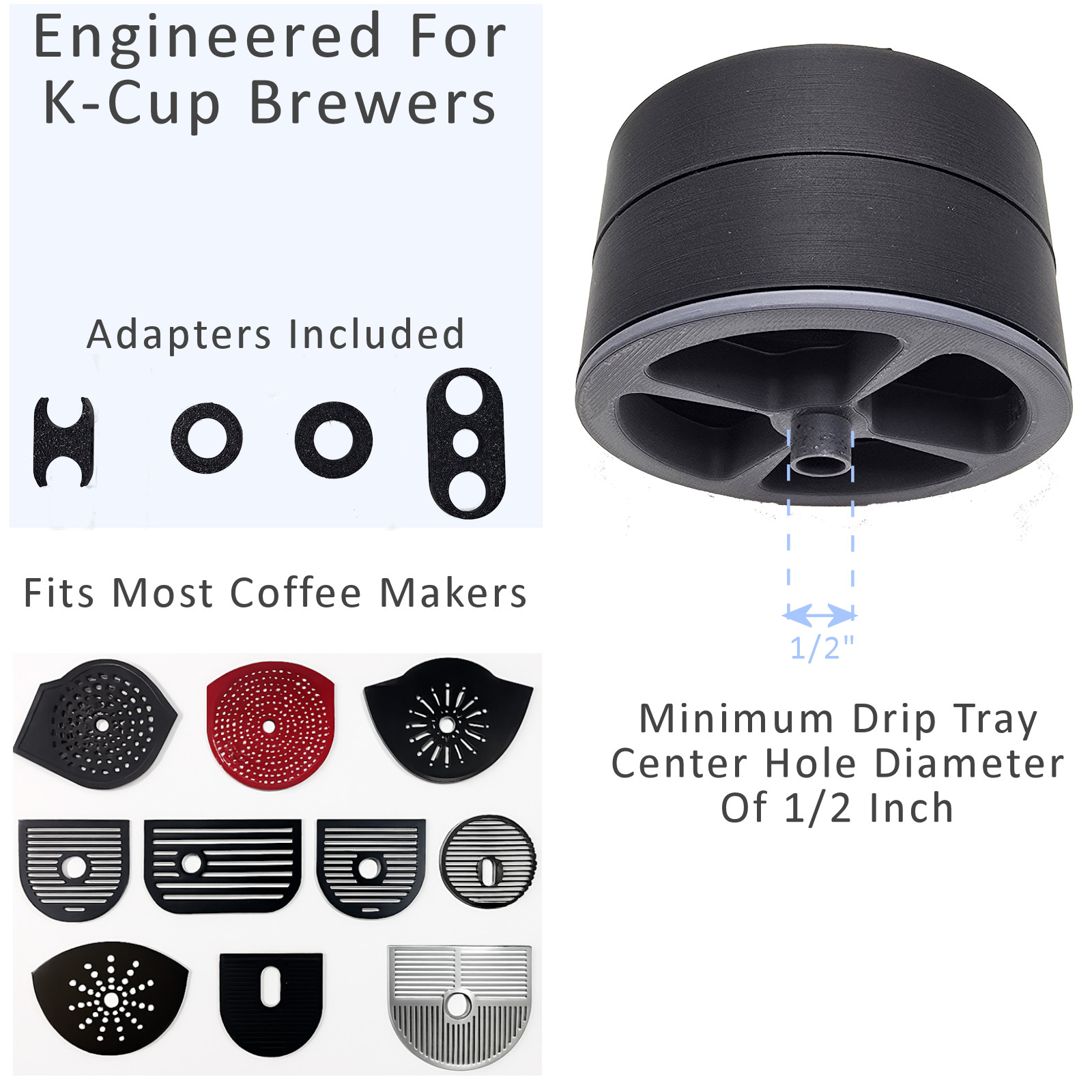 Anti-Splash Adjustable Coffee Cup Riser Accessory for K-Cup Coffee Makers Gray