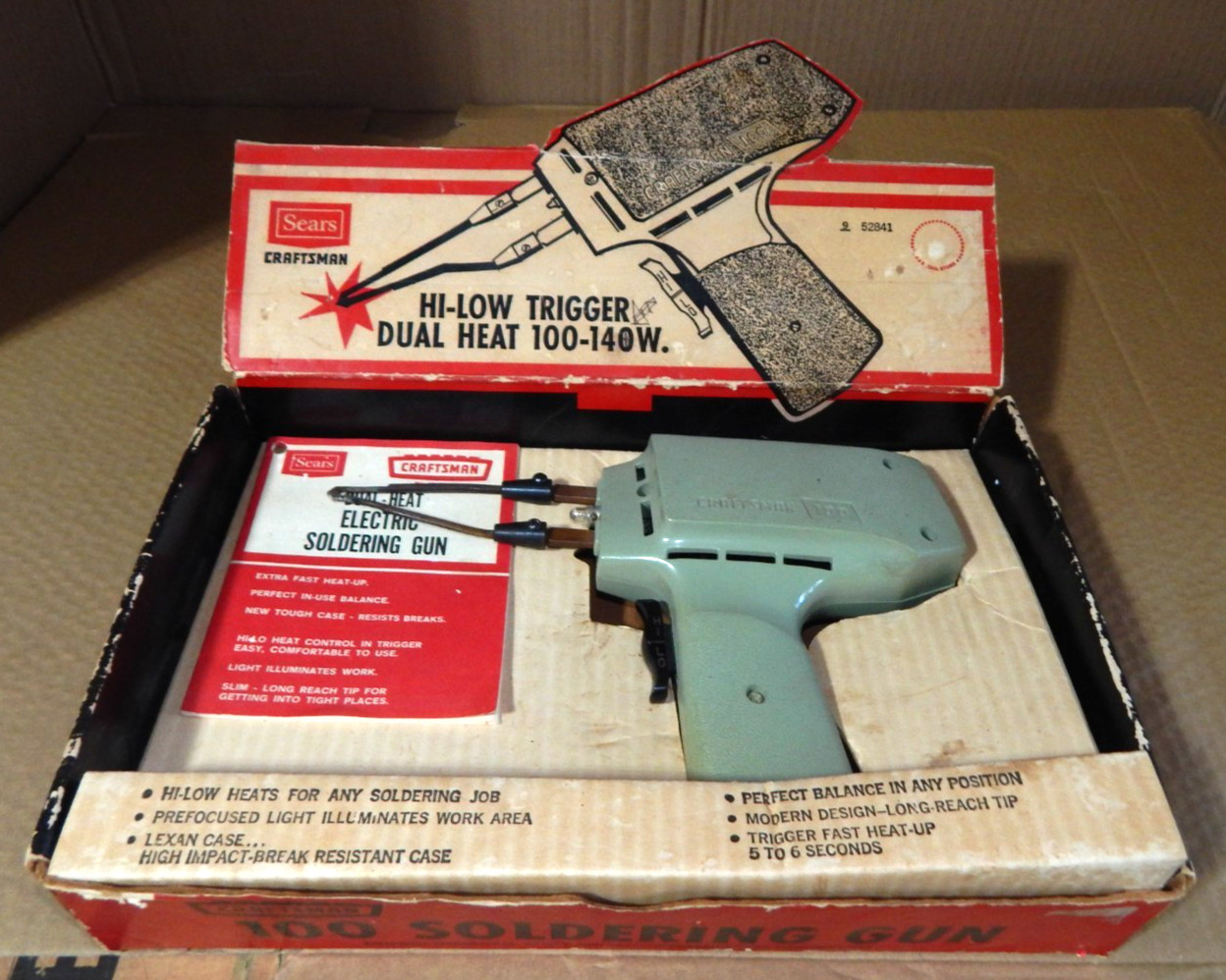 Vintage Sears Craftsman 100 Soldering Gun Hi-Low Trigger Dual Heat 100-140 W