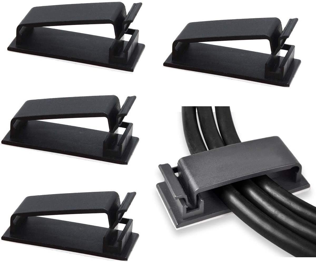 SOULWIT Cable Management Clips | 50 Pcs Self-Adhesive | Black