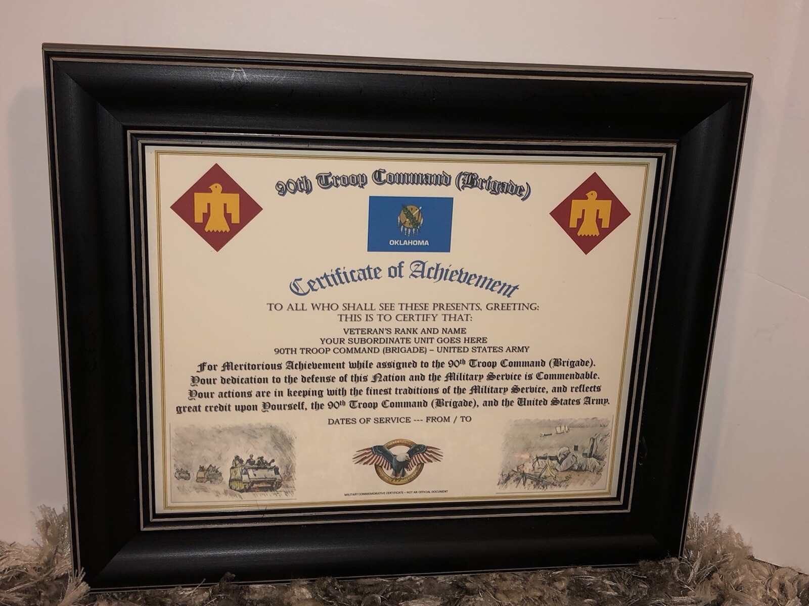 90TH TROOP COMMAND (BRIGADE) - COA / (COMMEMORATIVE CERTIFICATE)