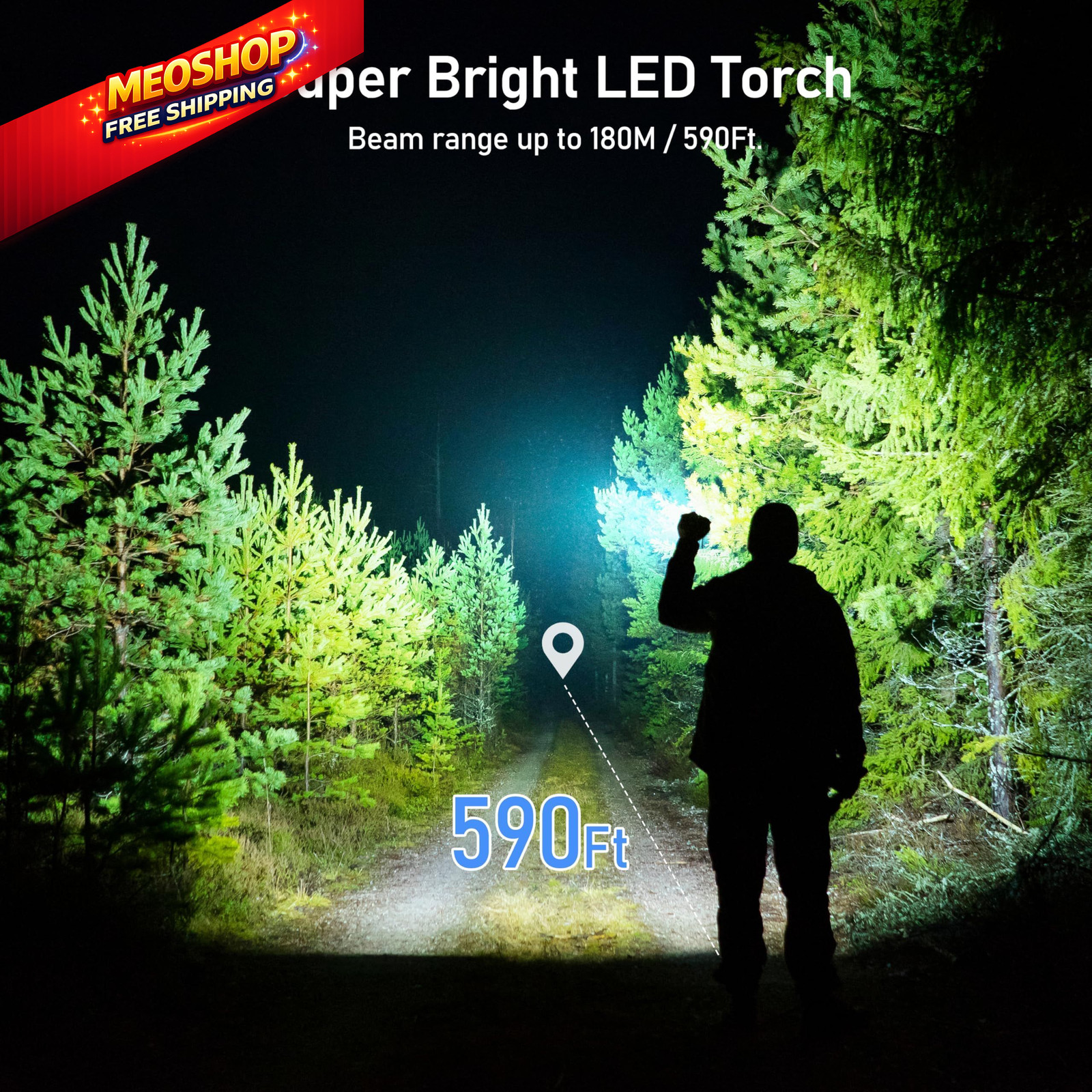 Blukar Flashlight Rechargeable, High Lumens Flashlight, Super 1 Pack, Black
