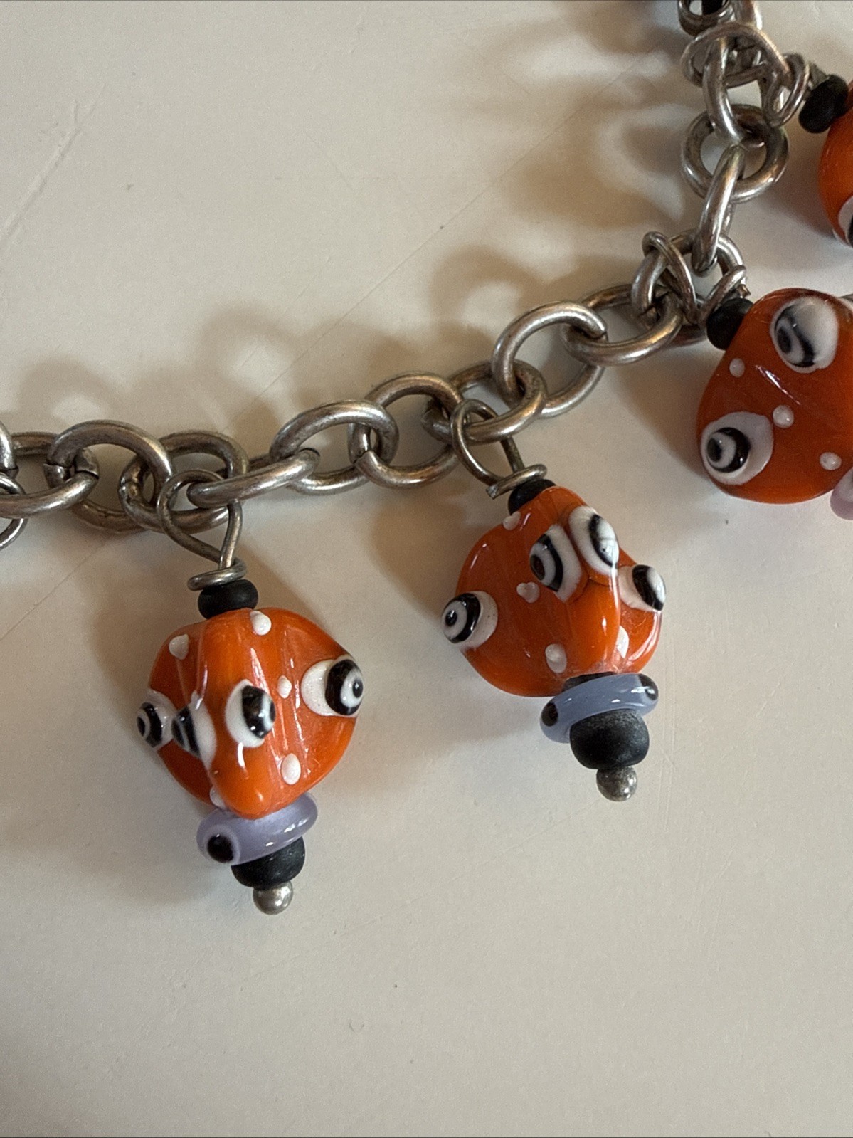 Hand Crafted Artisan Bracelet Made From Orange Glass Beads