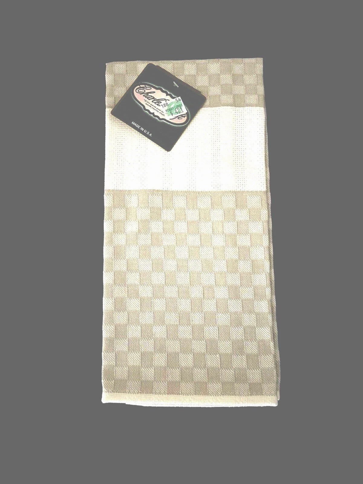 Charles Craft Cross Stitch 14 Ct Cottage Check Putty & White Kitchen Hand Towel