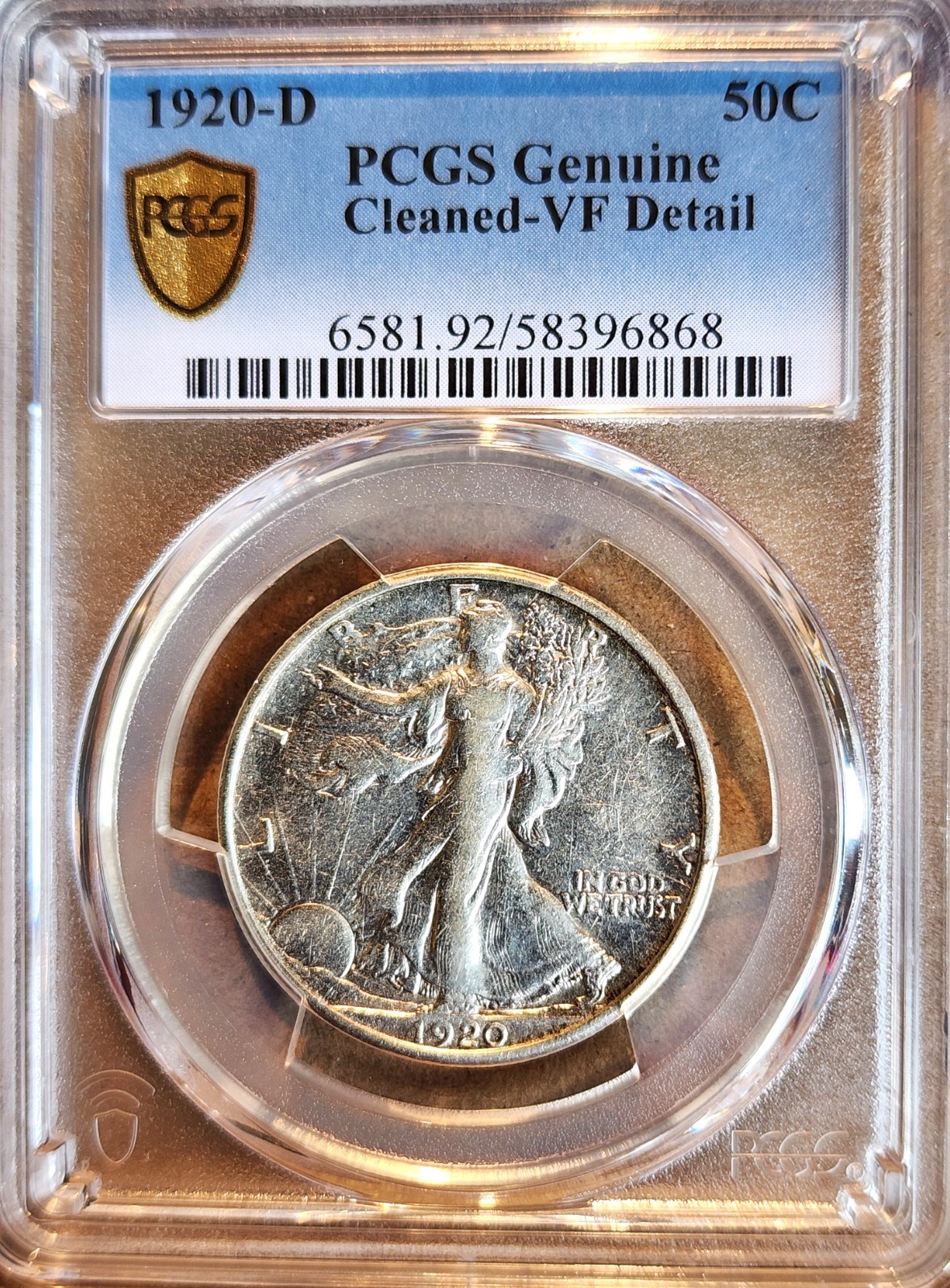 1920-D Walking Liberty Half Dollar, PCGS VF Detail -Cleaned, Very Nice, $375 OBO
