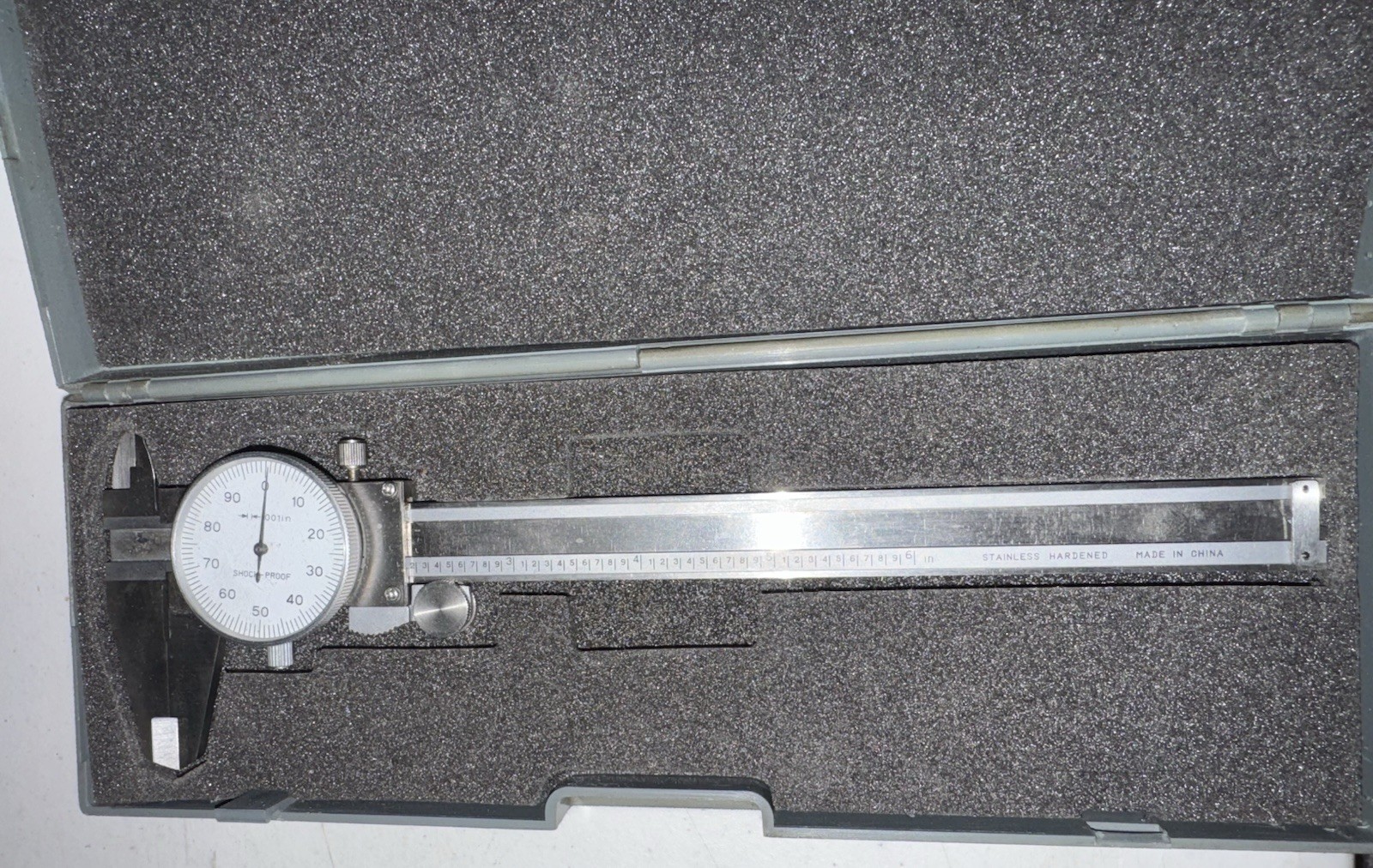 6″ Dial Caliper – Stainless Steel – Shock Proof – Inch Reading – w/ Case