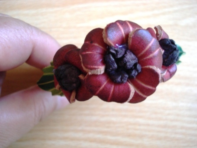 Three Brown Flower Leather Bracelet