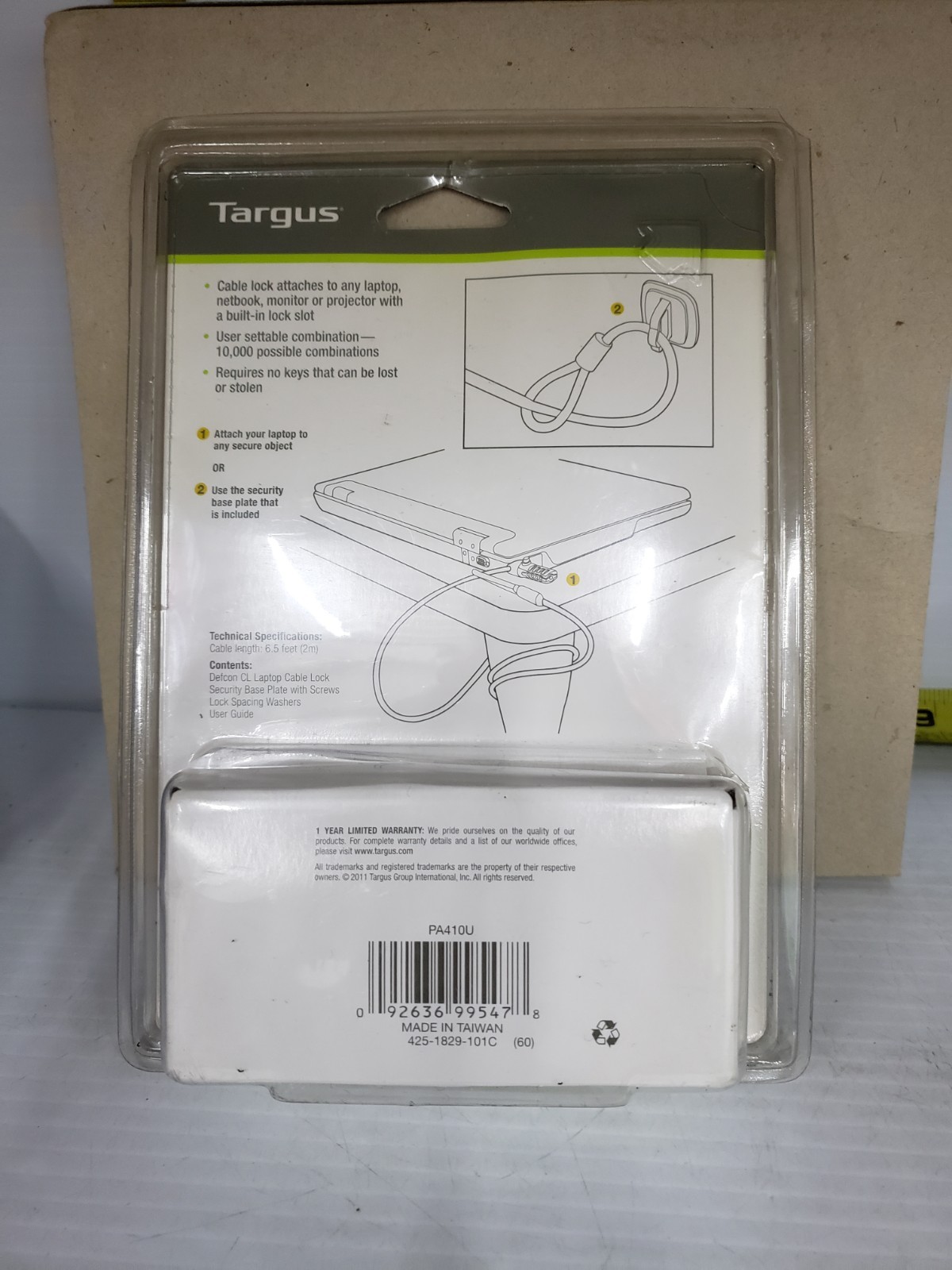 Targus Defcon CL Laptop Combination Cable Lock New