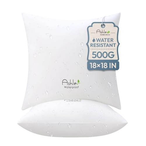 Outdoor Pillows 18 X 18 Pillow Inserts Pack of Water-Resistant 18x18 Inch 2