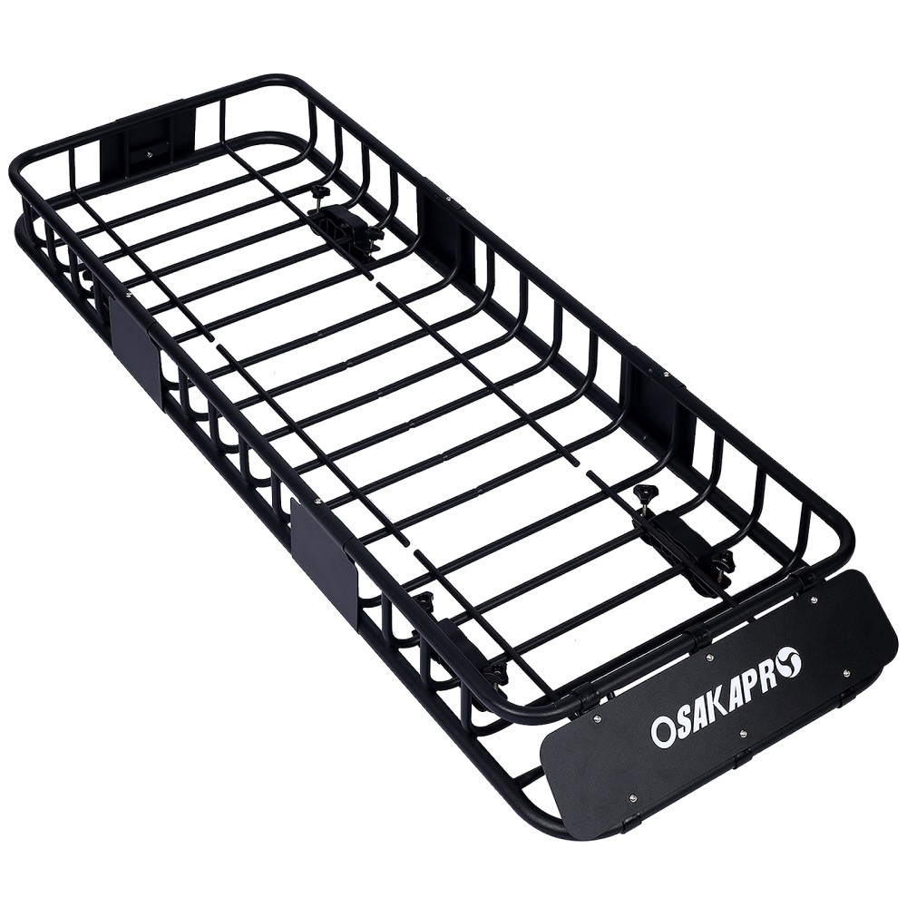 64 Inch Black Steel Roof Rack Cargo Carrier Basket, 500lb Capacity, Top Mount