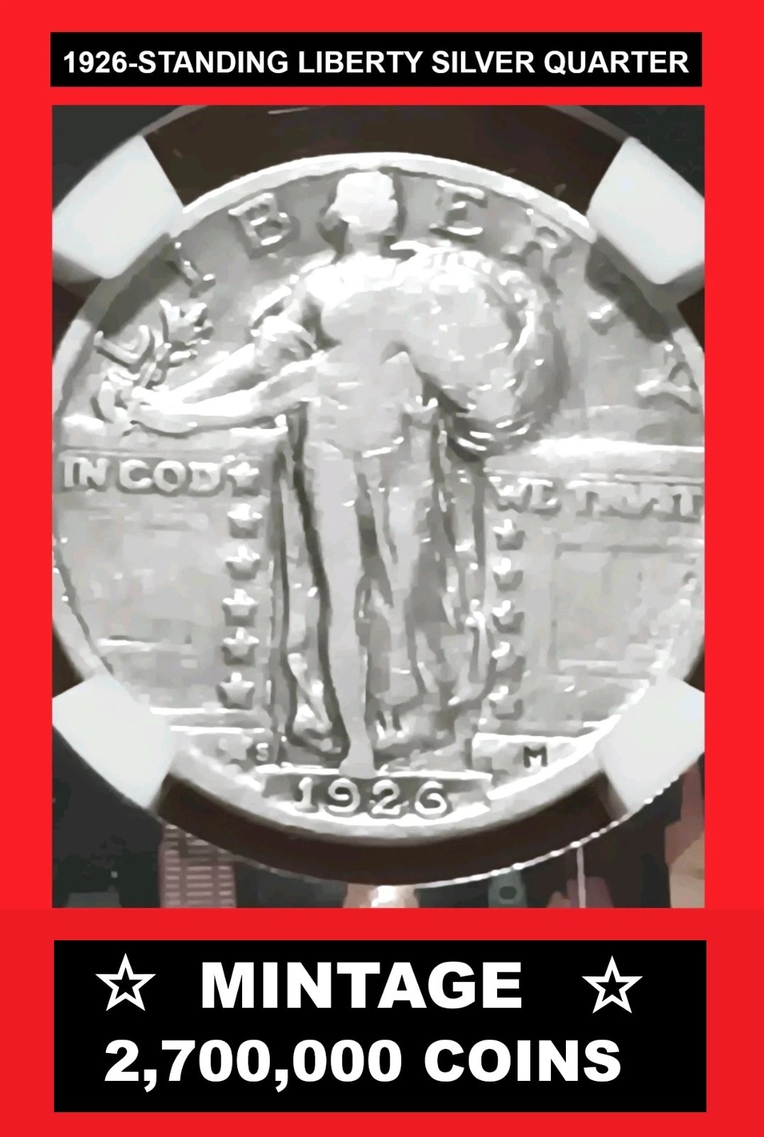 🪙 1926-S | 25c | STANDING LIBERTY SILVER QUARTER | ~ VF Details | 90 %  🇺🇸