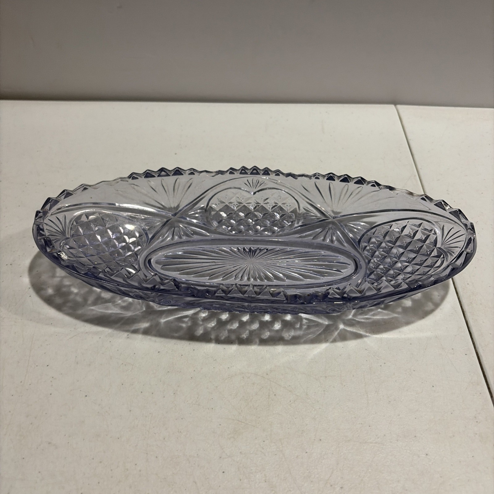 Purple Hue Celery Oval Serving Glass Dish
