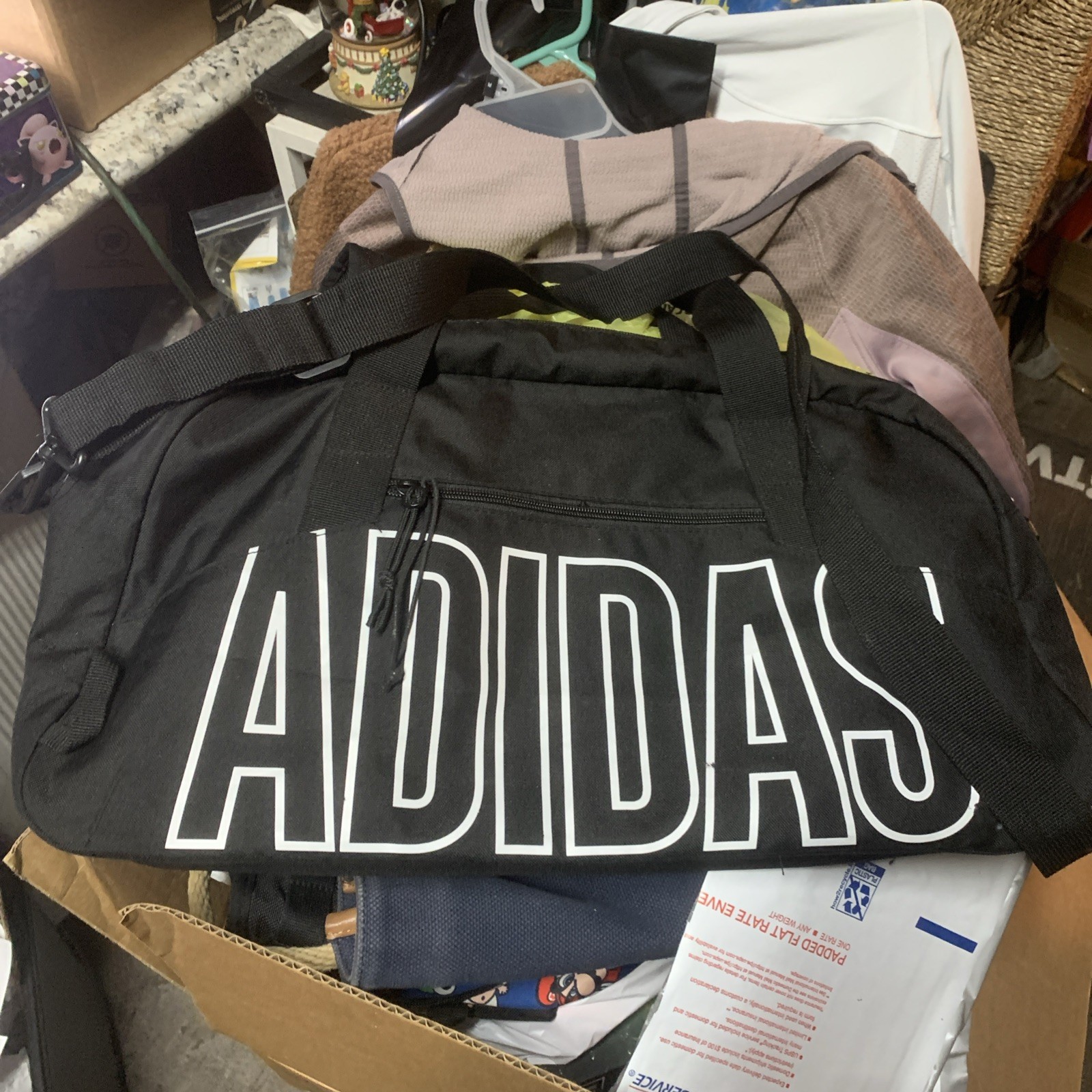 Adidas Medium Duffel Gym Bag Black White Logo