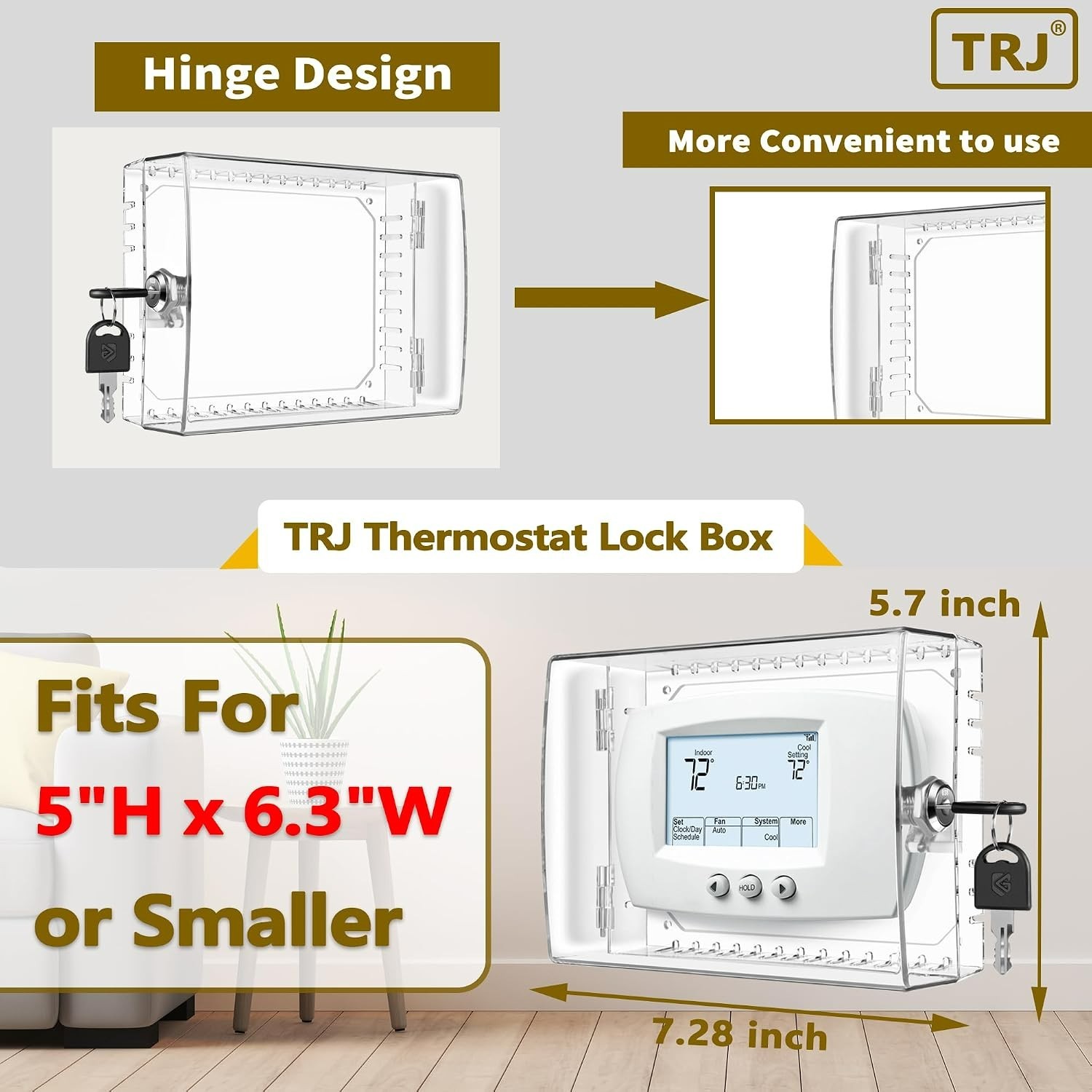 Durable Polycarbonate Thermostat Lock Box with Key - Ideal for Wall Mounting