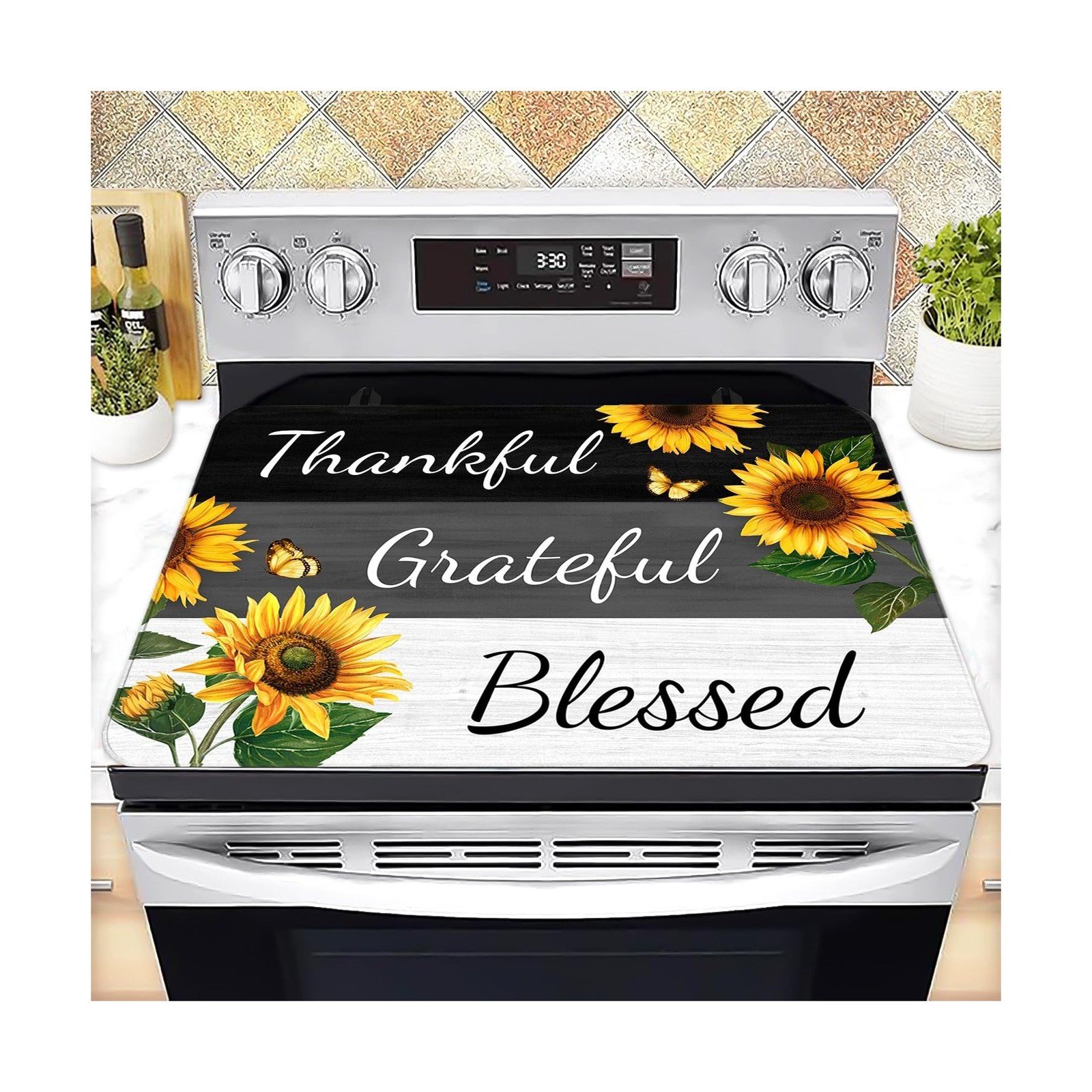 Stove Top Cover for Electric Stove 28 "x 20 ", Sunflower Heat Resis... Fast Ship