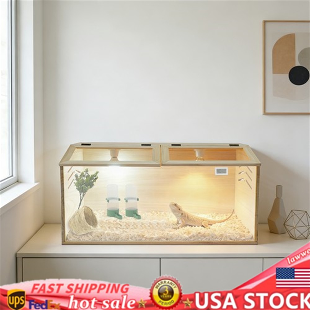 Wood Brooder Box Complete Chick Incubator Nest w/Heat Lamp Thermometer Reptile