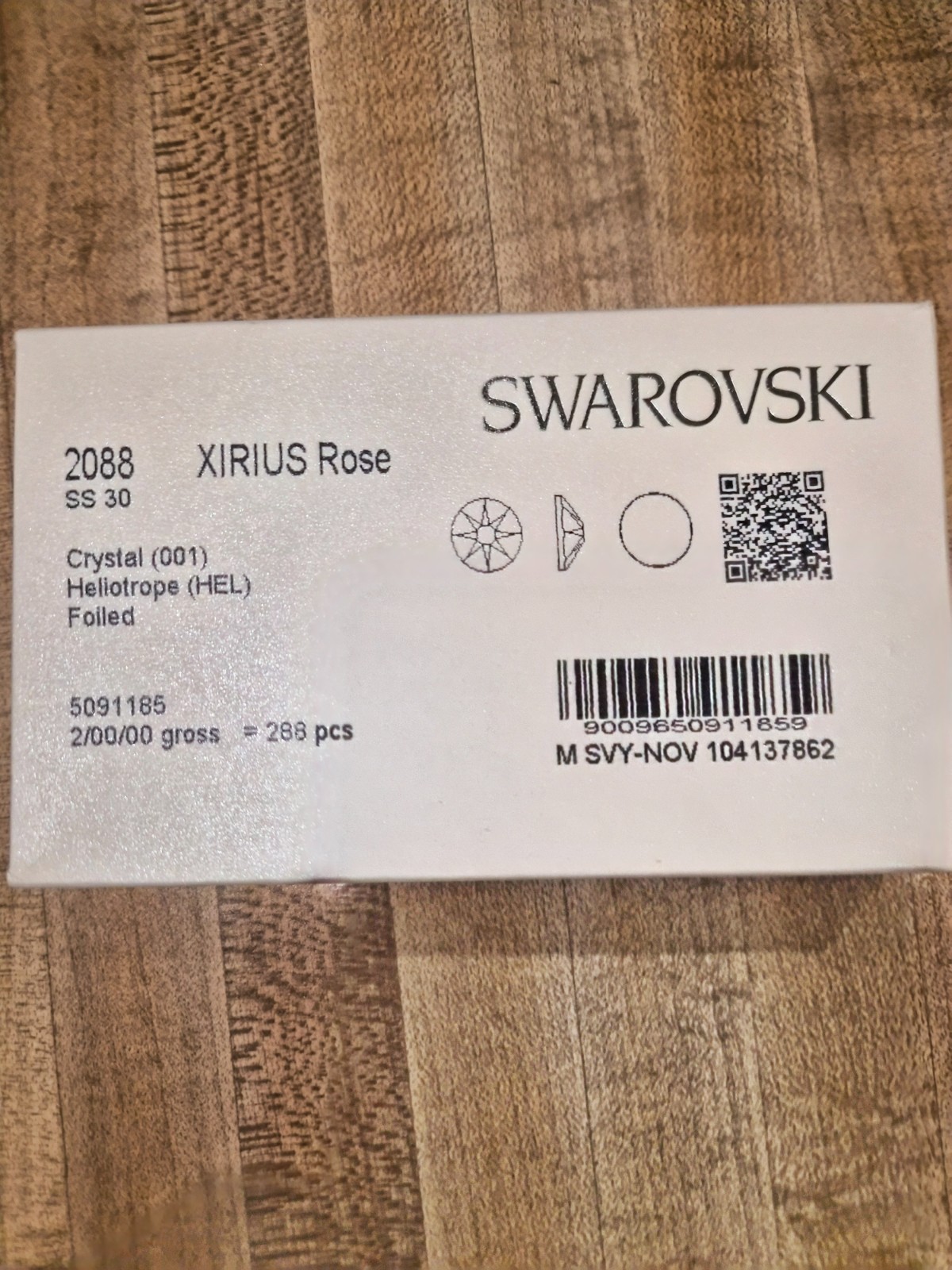 Swarovski Flatback(No Hotfix) Rhinestone "Crystal Heliotrope" Factory Pack