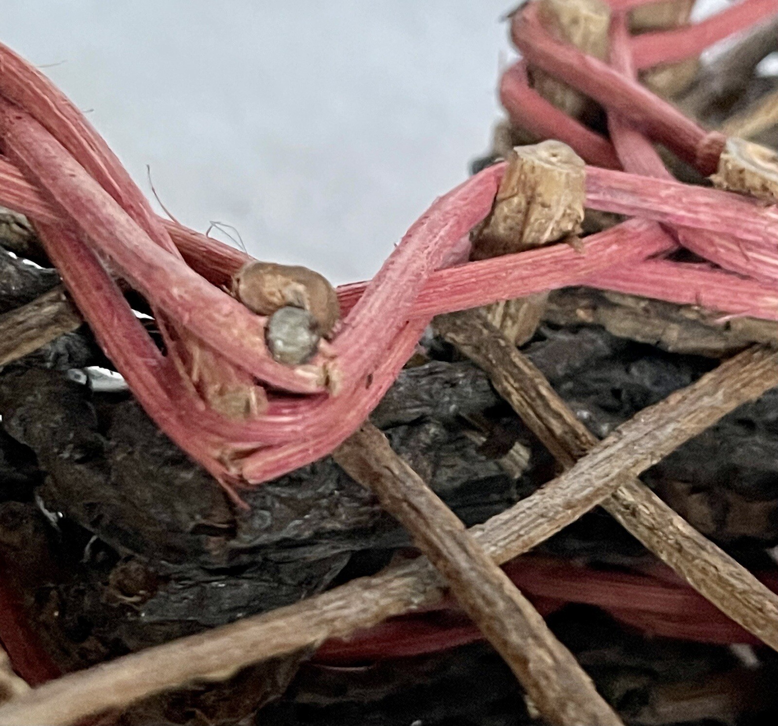 Rustic Woven Double Hearts Basket Pink Accent