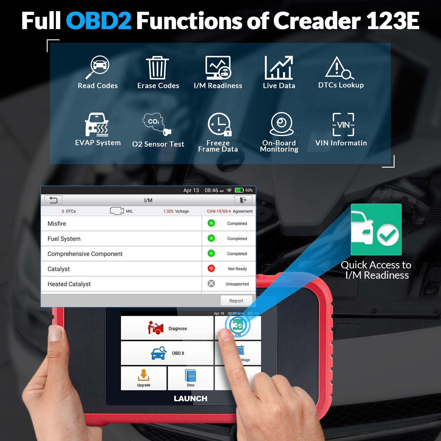 LAUNCH CRP123E V2.0 OBD2 Scanner Reader Check Car Engine ABS SRS Diagnostic Tool