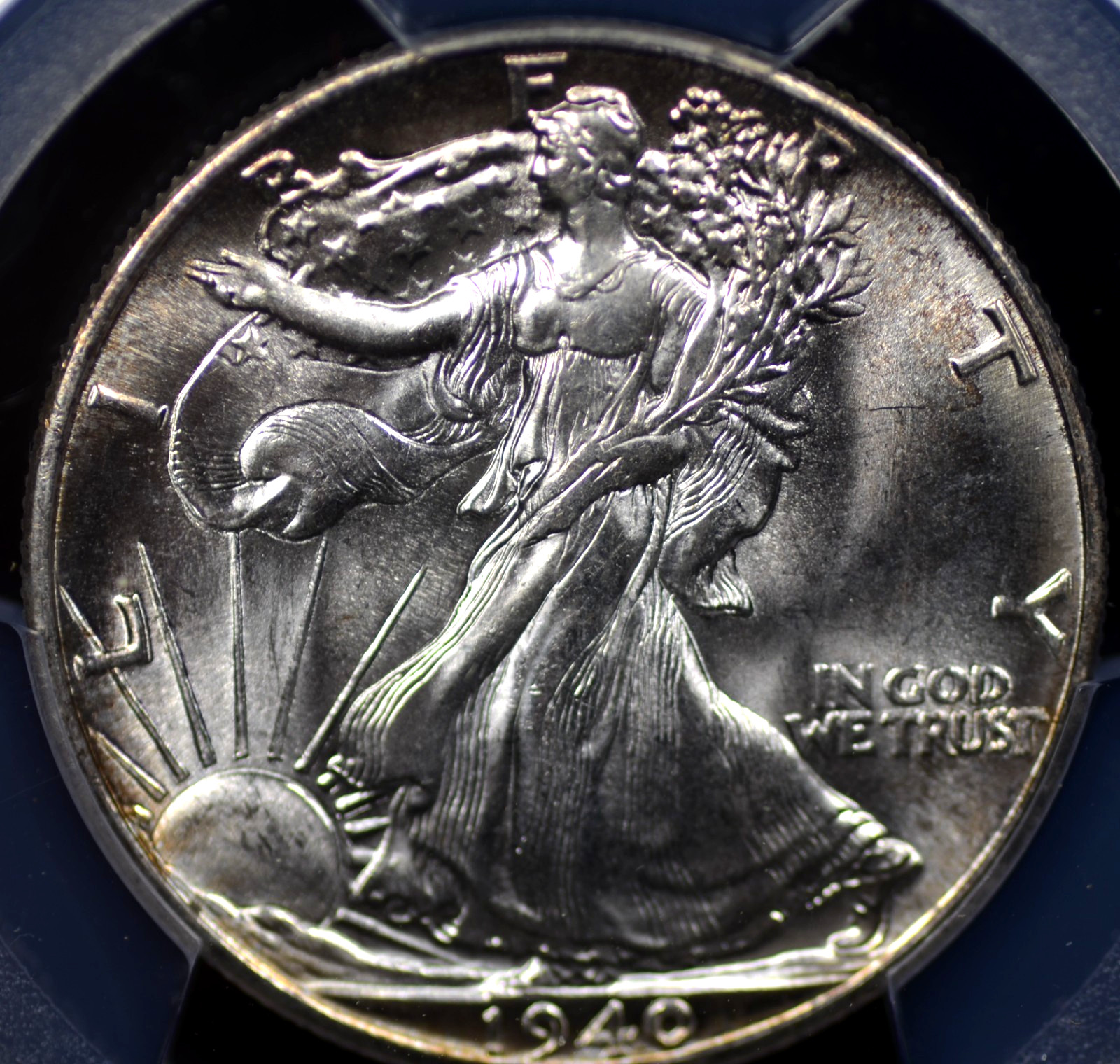 1940 WALKING LIBERTY HALF DOLLAR PCGS MS 64 BLAZING SILVERY MINT BLOOM OVER AN