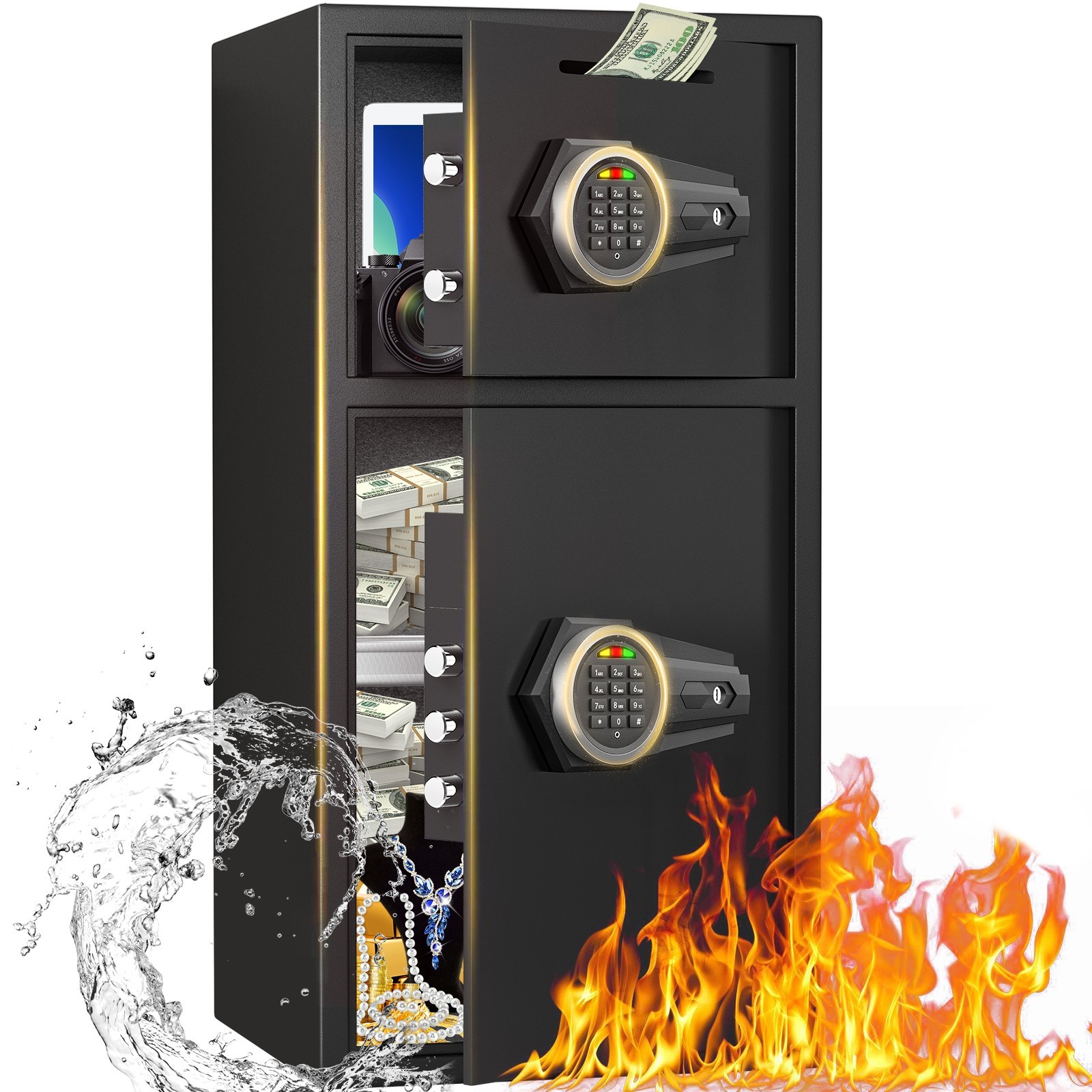 6.0 Cub New Home Safe,Money Safe Box with Deposit Slot & Shelf,Metal Storage Box