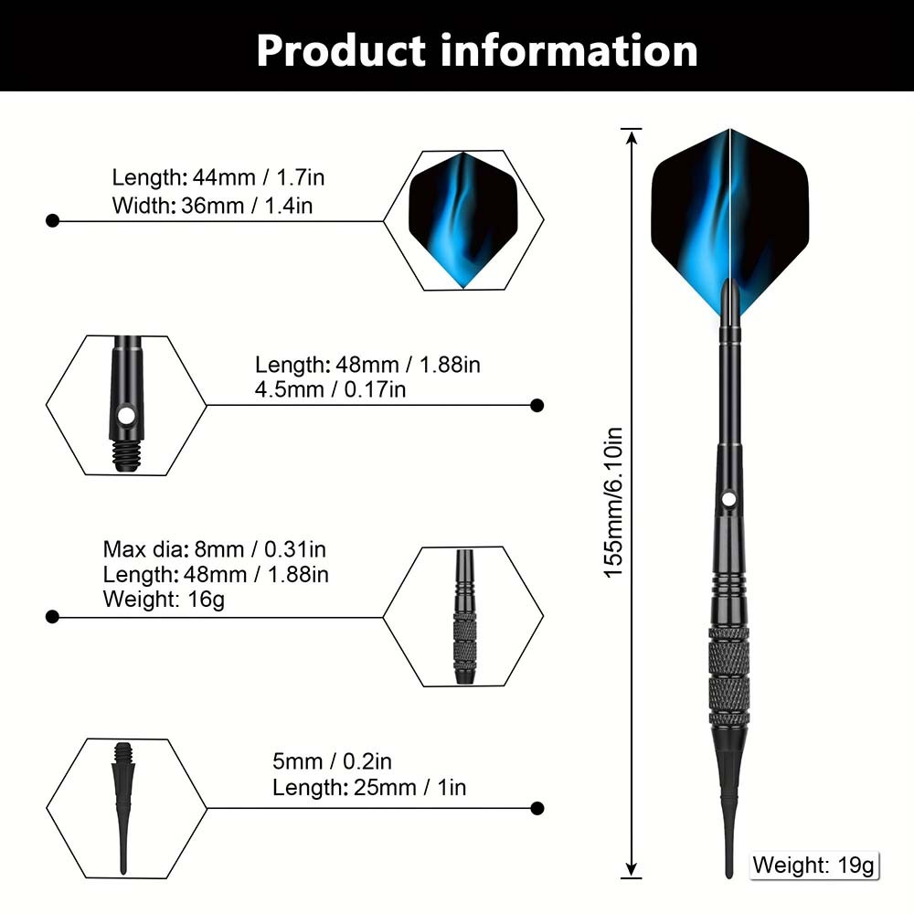 Durable 12PCS Replaceable Plastic Soft-Tip Dart Set for Dart Game Enthusiasts