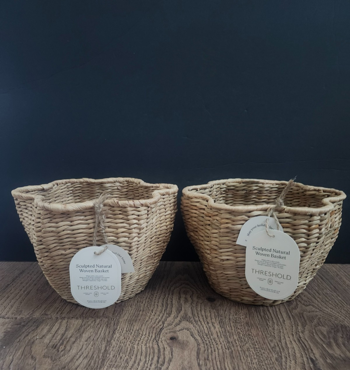 Set of 2 Threshold Sculpted Natural Woven Baskets