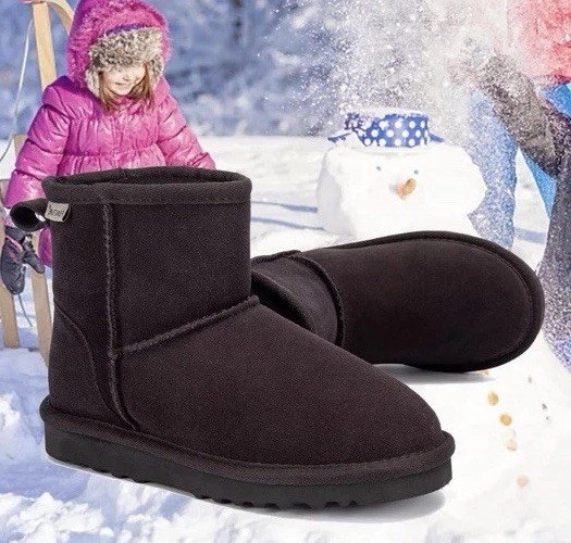 FANTURE Kids Cow Suede Fleece Lined Snow Boots Size 12 New