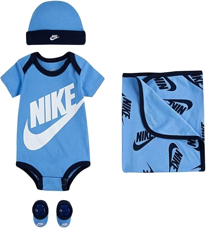 Nike Baby (0-6M) 4 Piece Set - Blanket/Bodysuit/Hat/Booties (2542), O2(C459T)