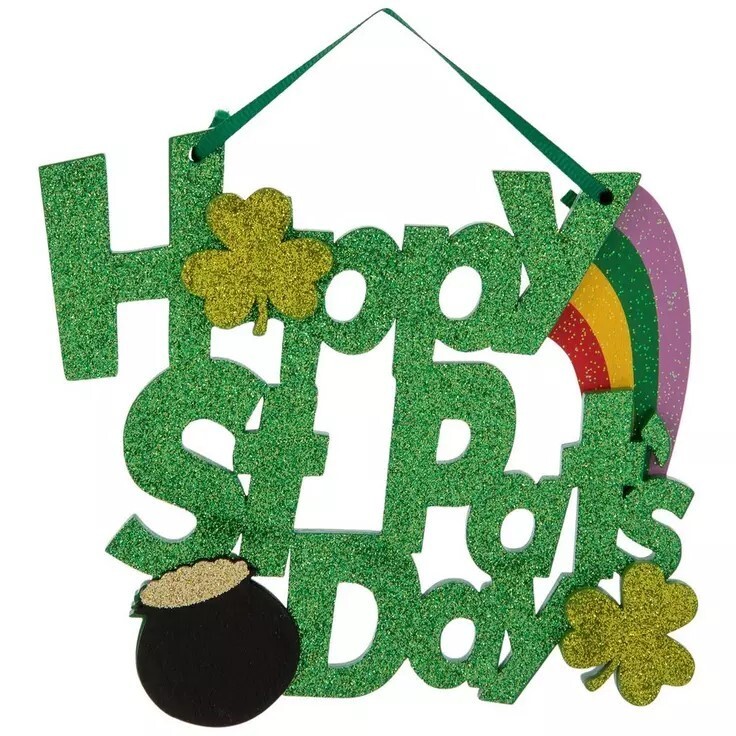 Happy St. Pats Day St. Patrick's Day Glitter Ornament