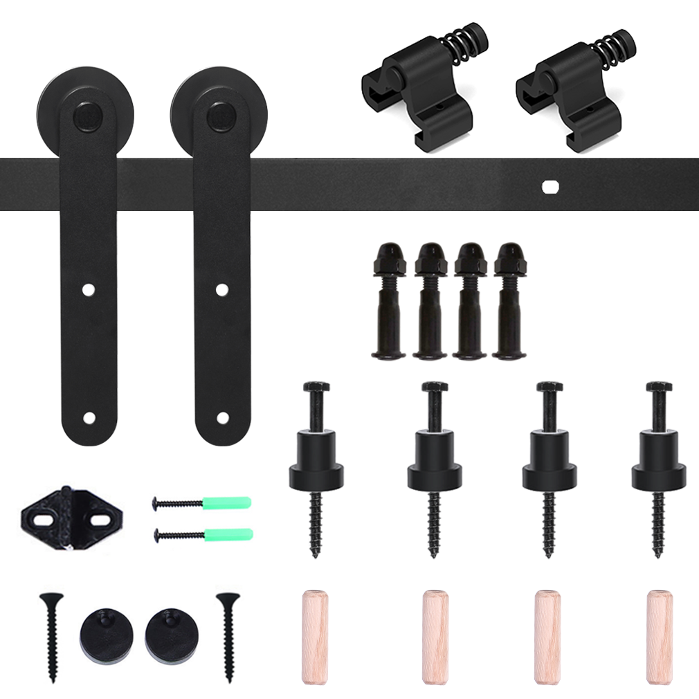 CCJH Sliding Barn Door Hardware Track Roller Kit (5FT-15FT) for Single Door