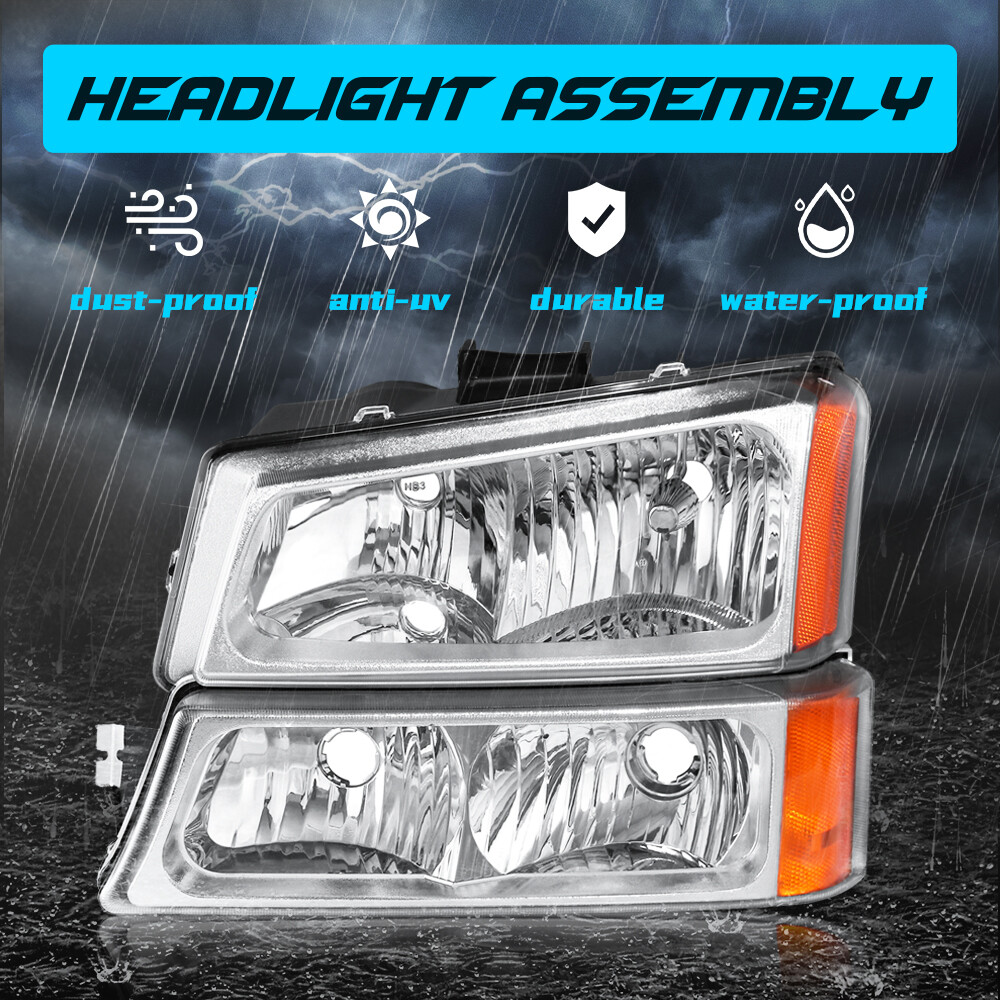 For 2003-2006 Chevy Silverado Chrome Housing Headlights & Red Tail Lights