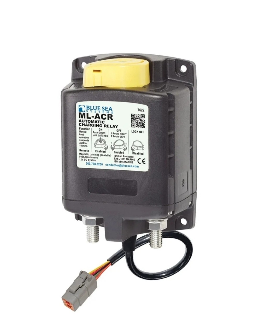 Blue Sea 7622 ML-ACR Automatic Charging Relay with Manual Control Marine