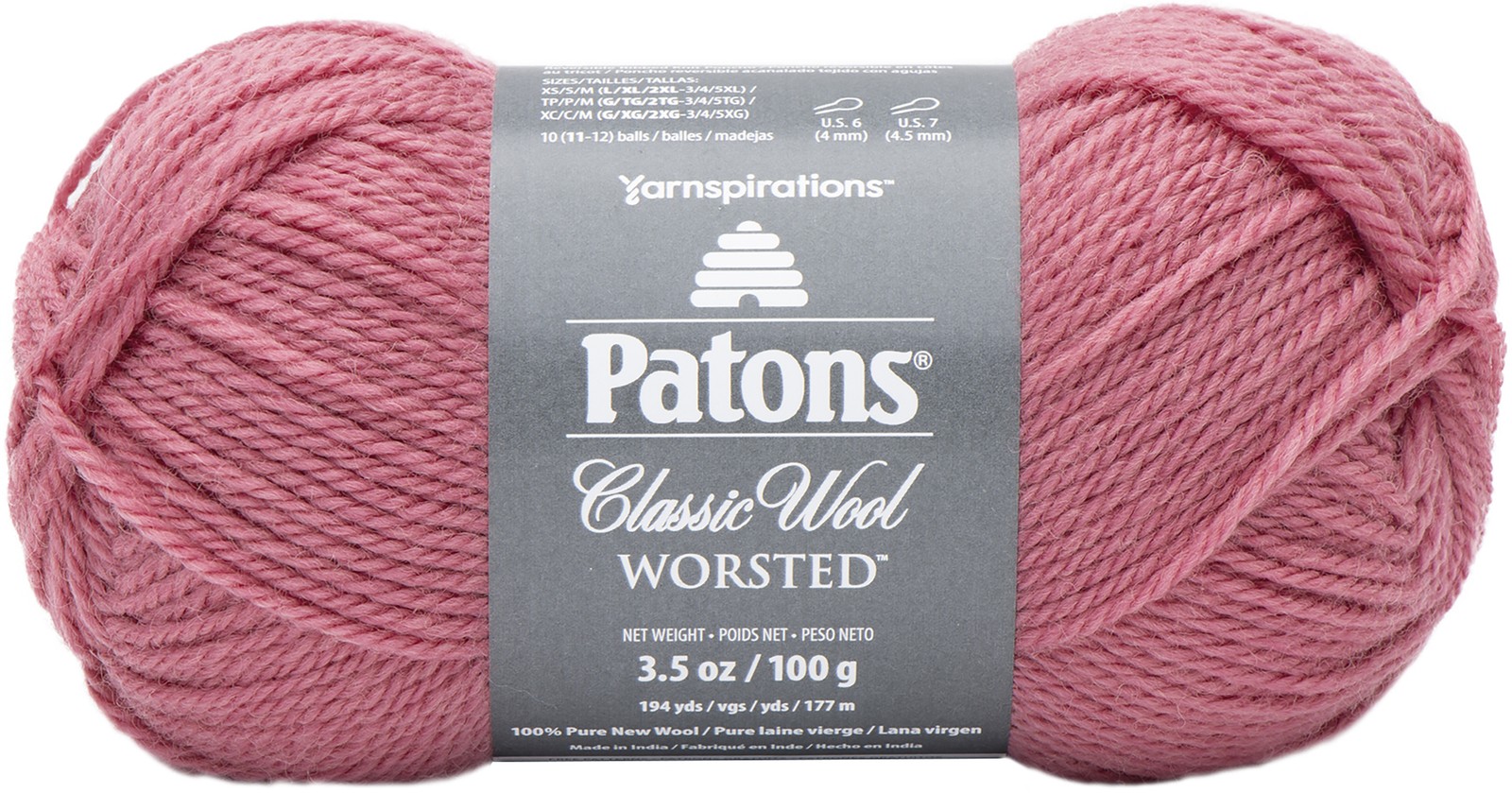 5 Pack - Patons Classic Wool Yarn-Rose - 244077-77745