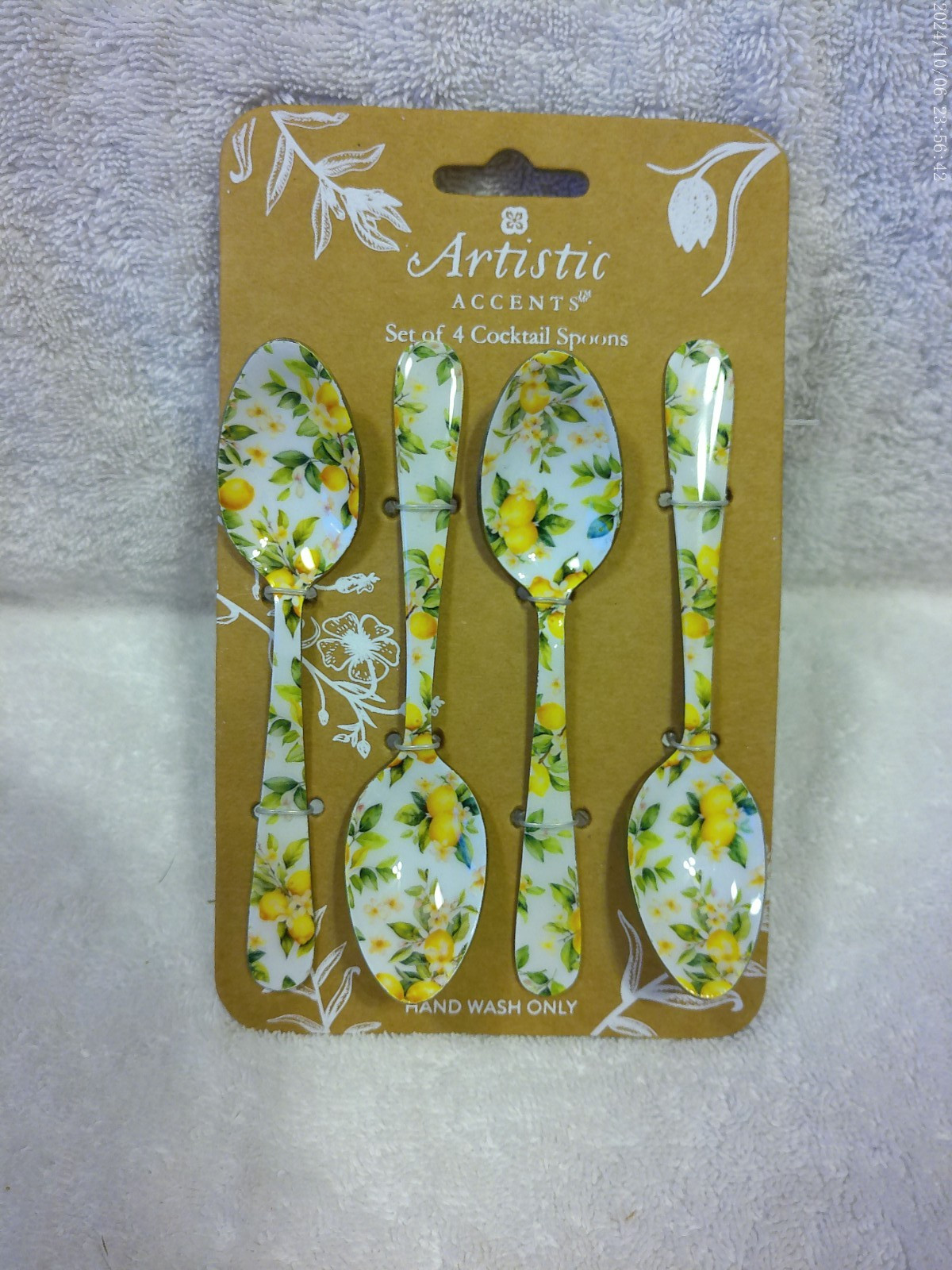 Artistic Accents Set Of 4 Lemon Cocktail Spoons New