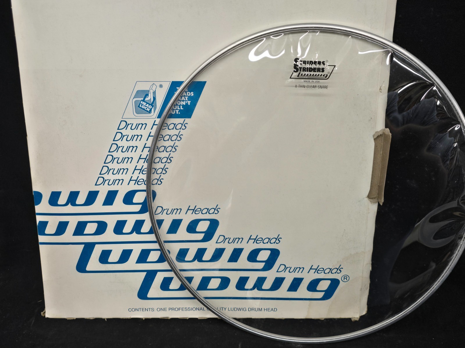 Vintage New Old Stock Ludwig 15" X-Thin Snare Clear Mounted Resonant Drum Head