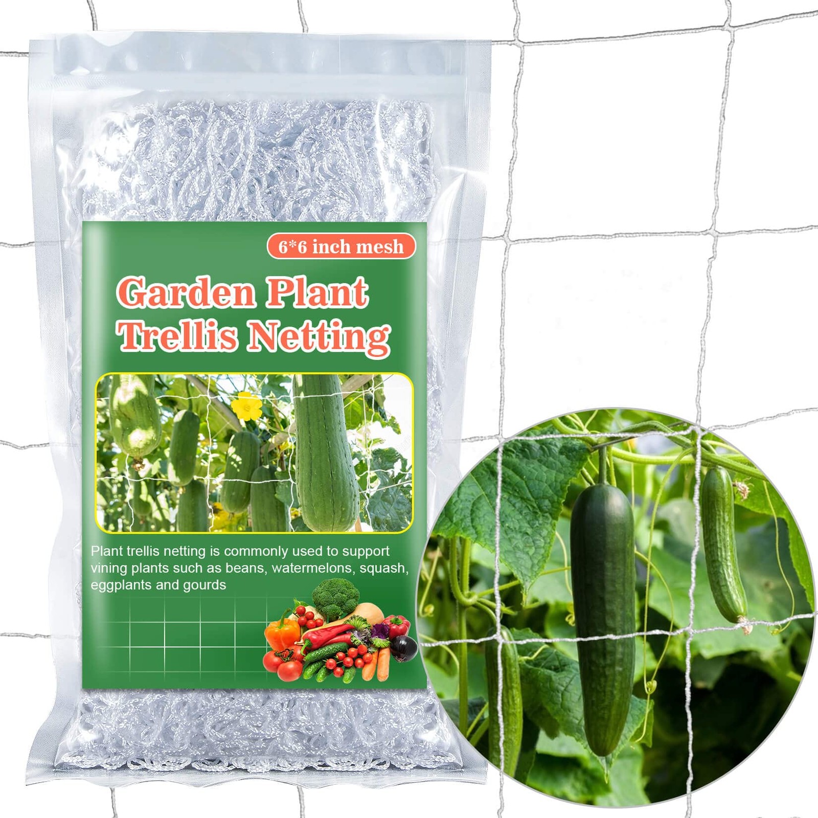 2 PCS Garden Plant Trellis Netting - Sukh 5 x 15 ft Net White