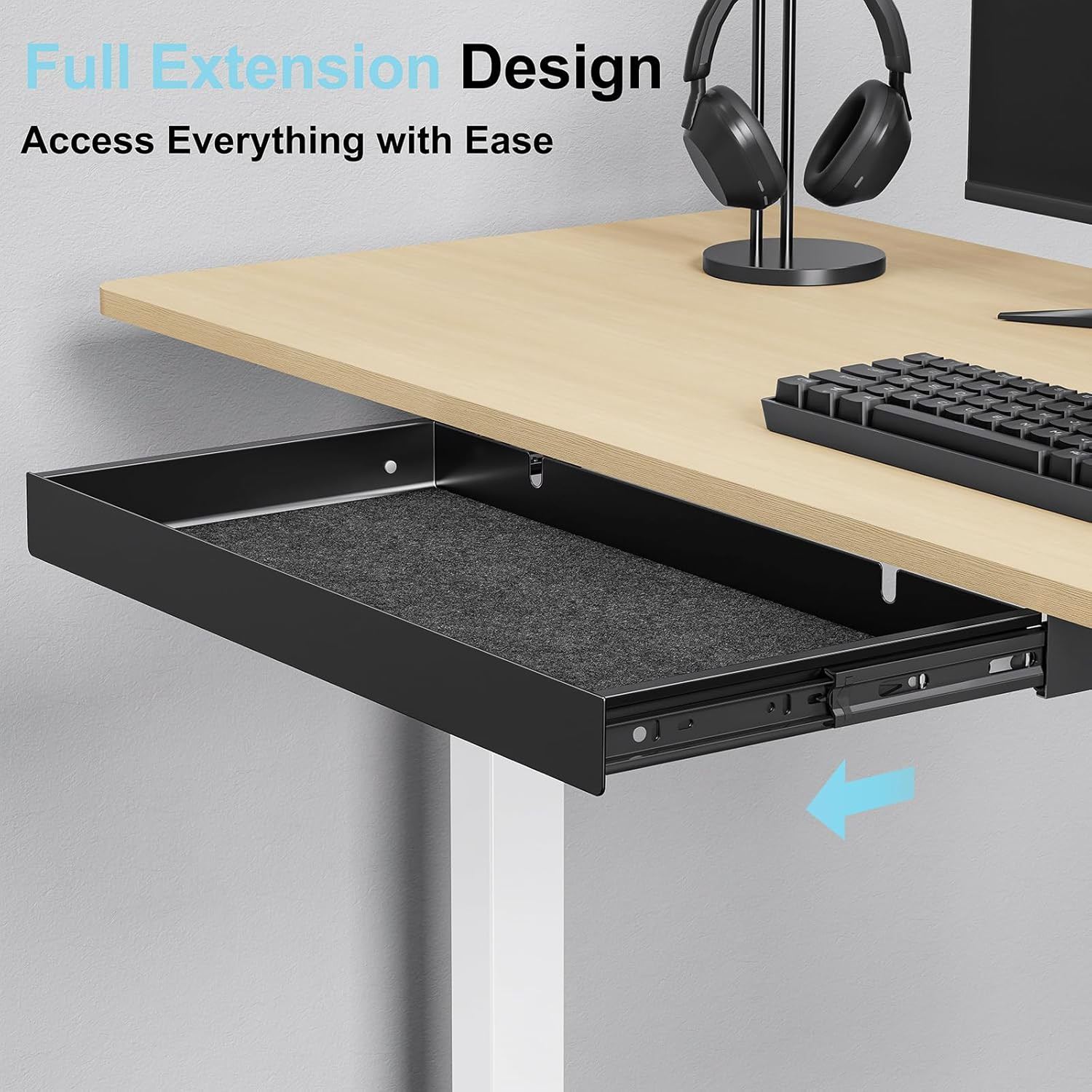 Under Desk Drawer,20.1 Inch Carbon Steel Slide-Out under Table Storage Organizer