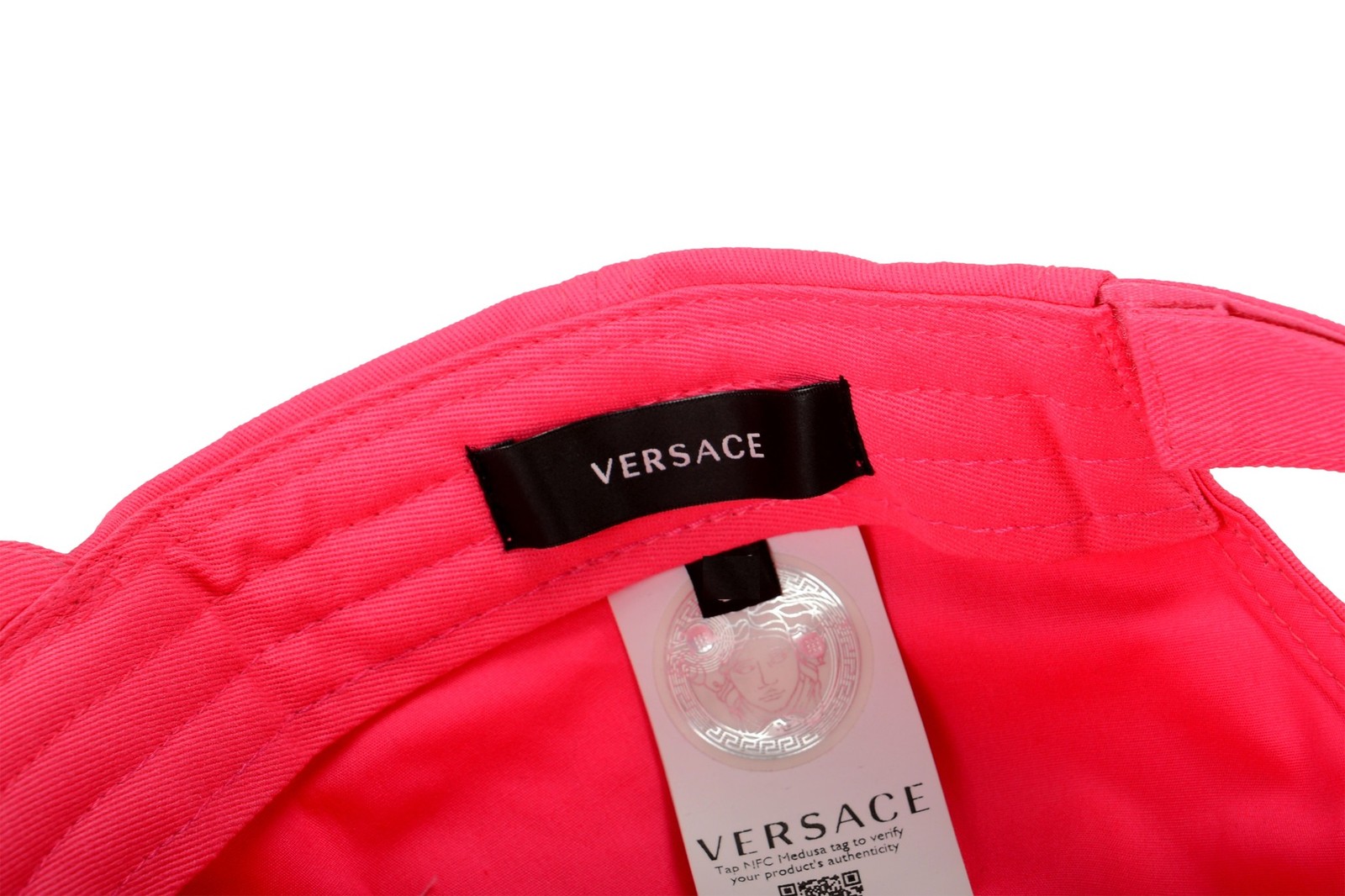 Versace White Logo Embroidery Bright Pink Baseball Cap Hat size 57