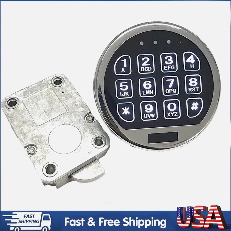 Electronic Safe Lock LED Keypad Chrome Gun Safe Lock Replacement With Swing Bolt