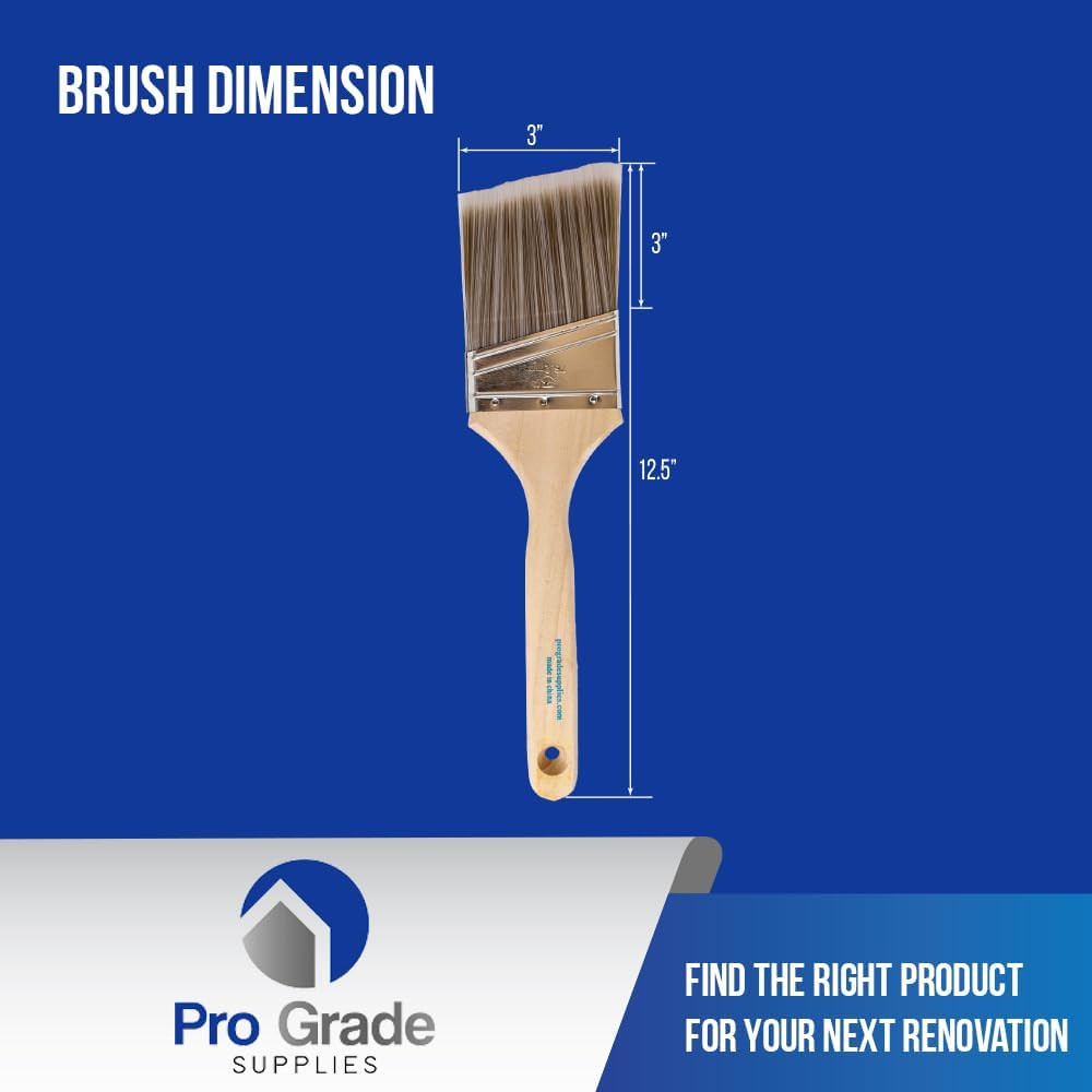 12 Pack 3" Angle Paint Brushes for Walls, Trim, & Detail Work