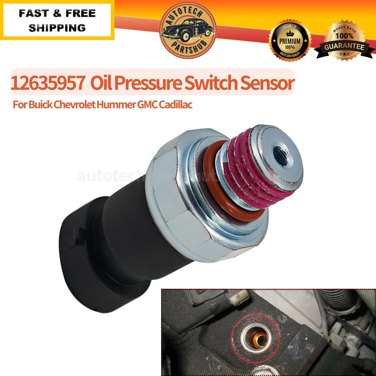 Oil Pressure Switch Sensor For Buick Chevrolet Hummer GMC Cadillac 12635957