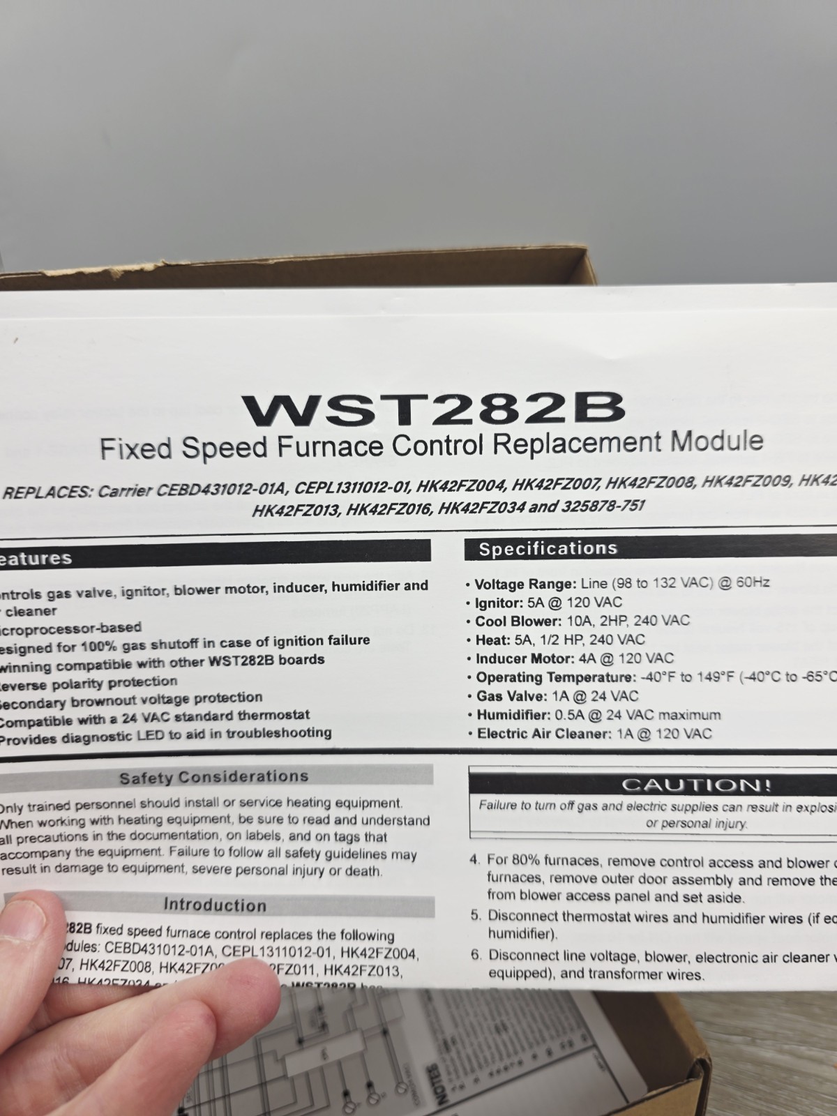 WST282B Fixed Speed Furnace Control Board Module HVAC Replacement