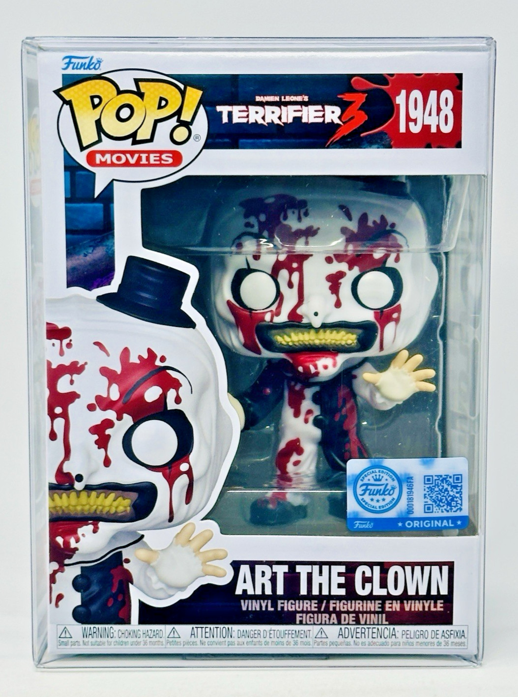 Funko Pop! Terrifier 3 - Art The Clown (Bloody) #1948 EE Exclusive w/ Protector