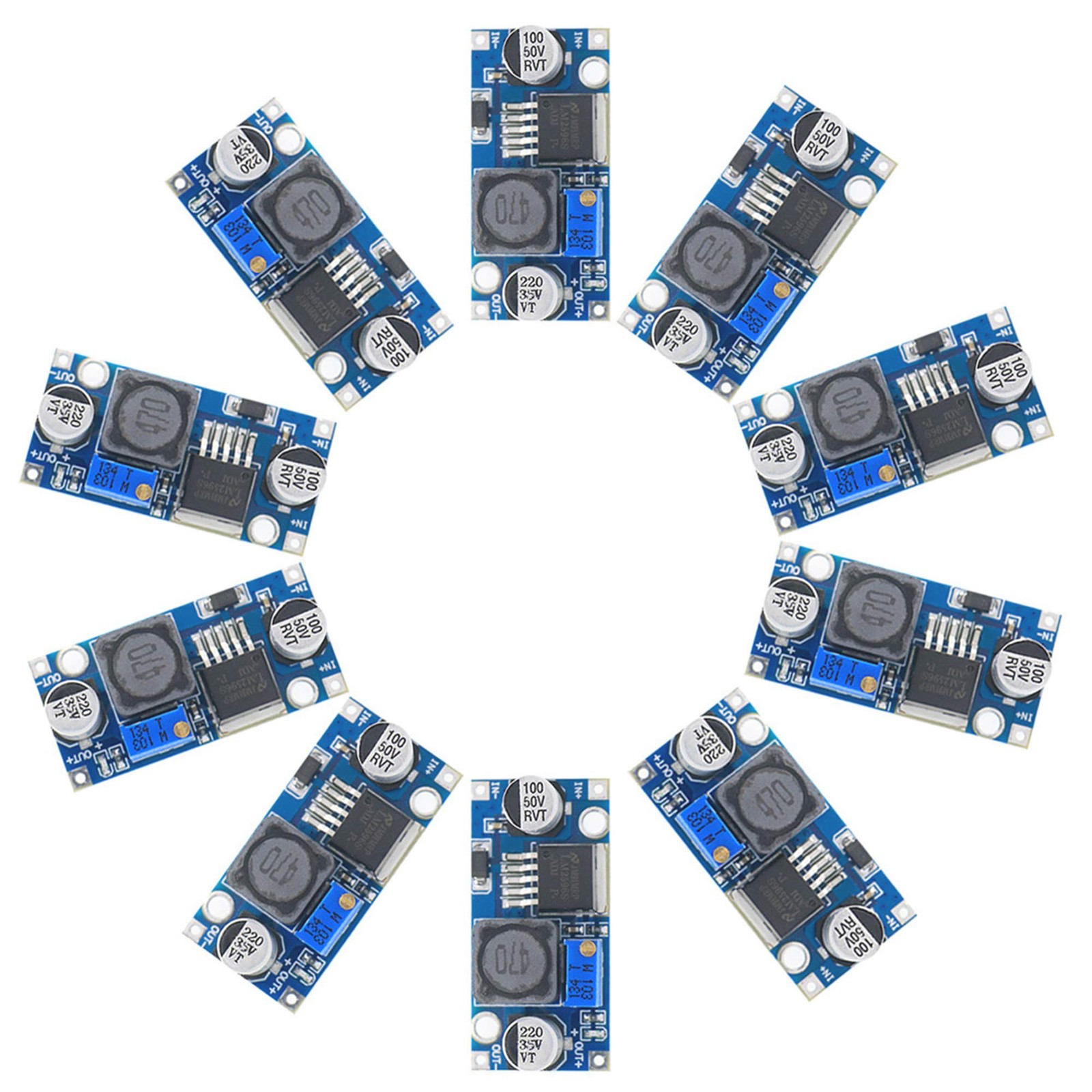 10 Pack LM2596 DC to DC Buck Converter, Adjustable, Input 3-40V, Output 1.5-35V