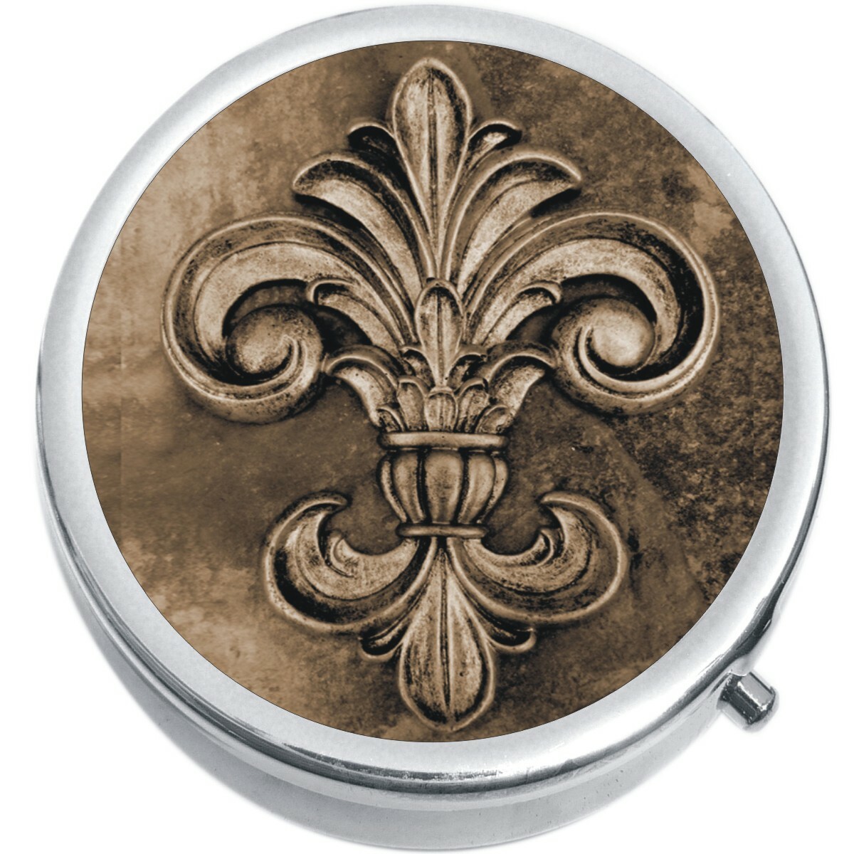 Antique Fleur de Lis Medicine Vitamin Pill Box