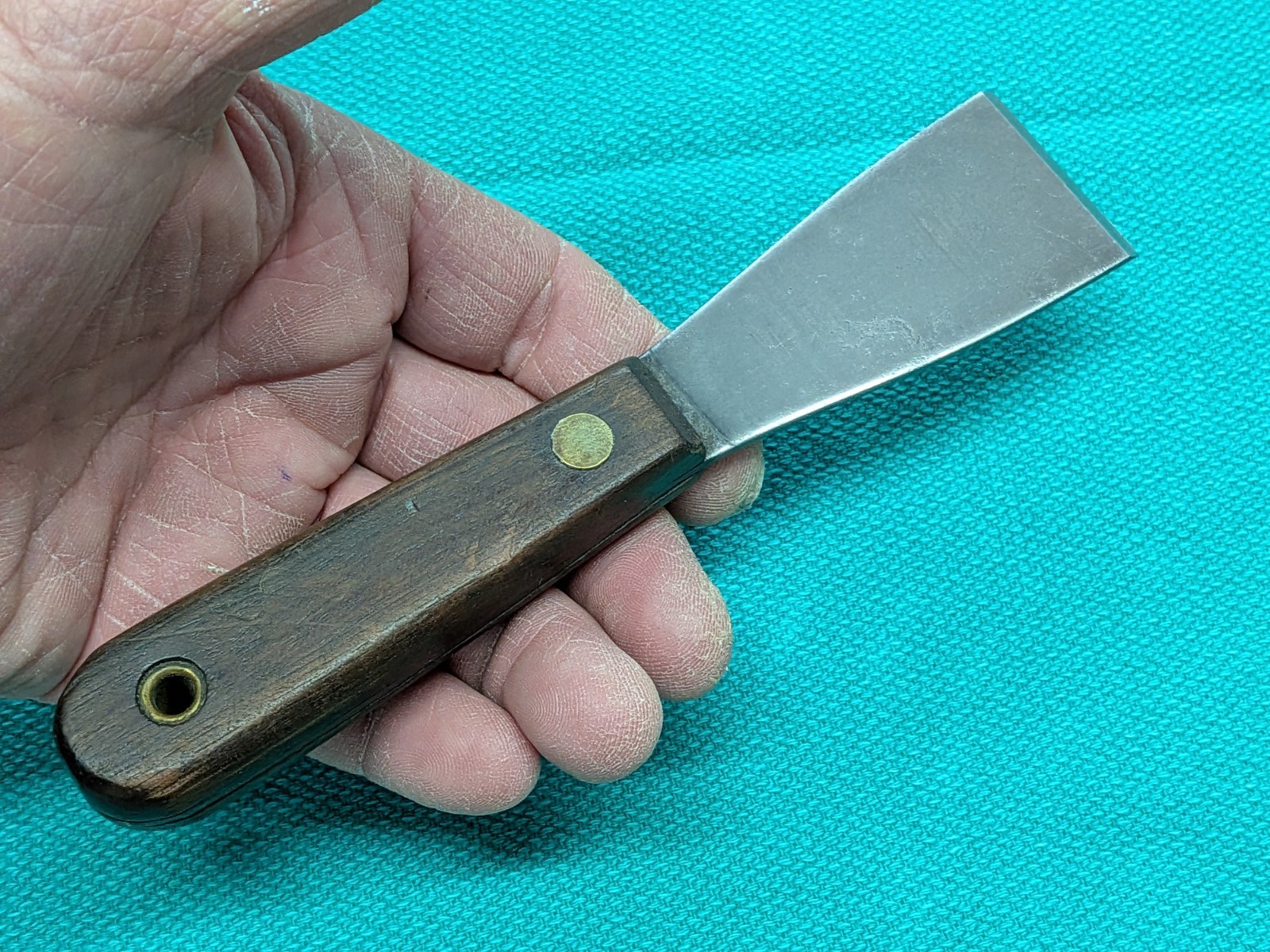 Vintage Heavy Duty 1-1/2" STIFF Scraper Knife 13 Gage Hi-Carbon Steel Hardwood